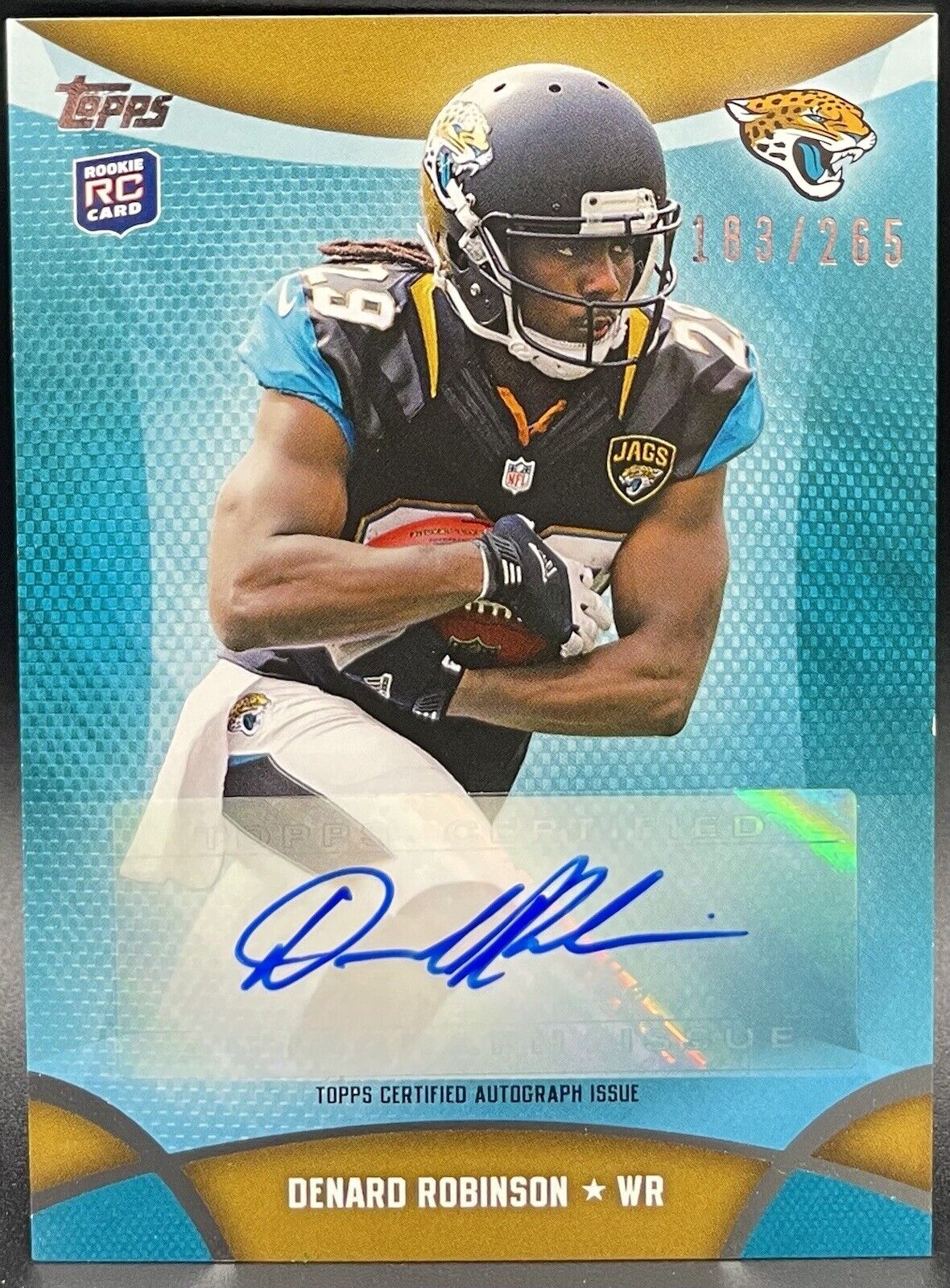 Denard Robinson 2013 Topps Rookie Card #MA-DR Autograph, /265 Carolina Panthers