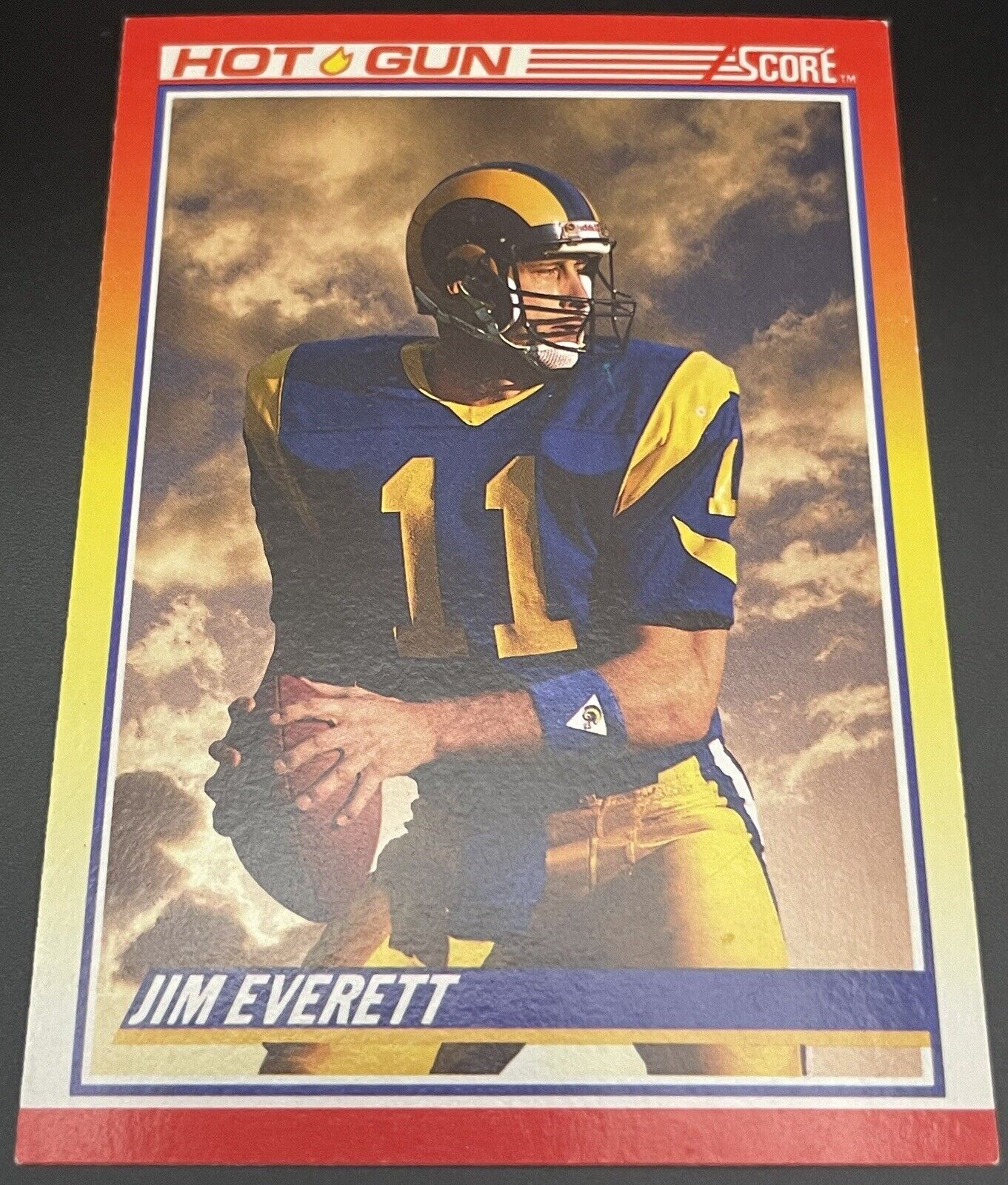 1990 Score Football Jim Everett Hot Gun Los Angeles Rams #312