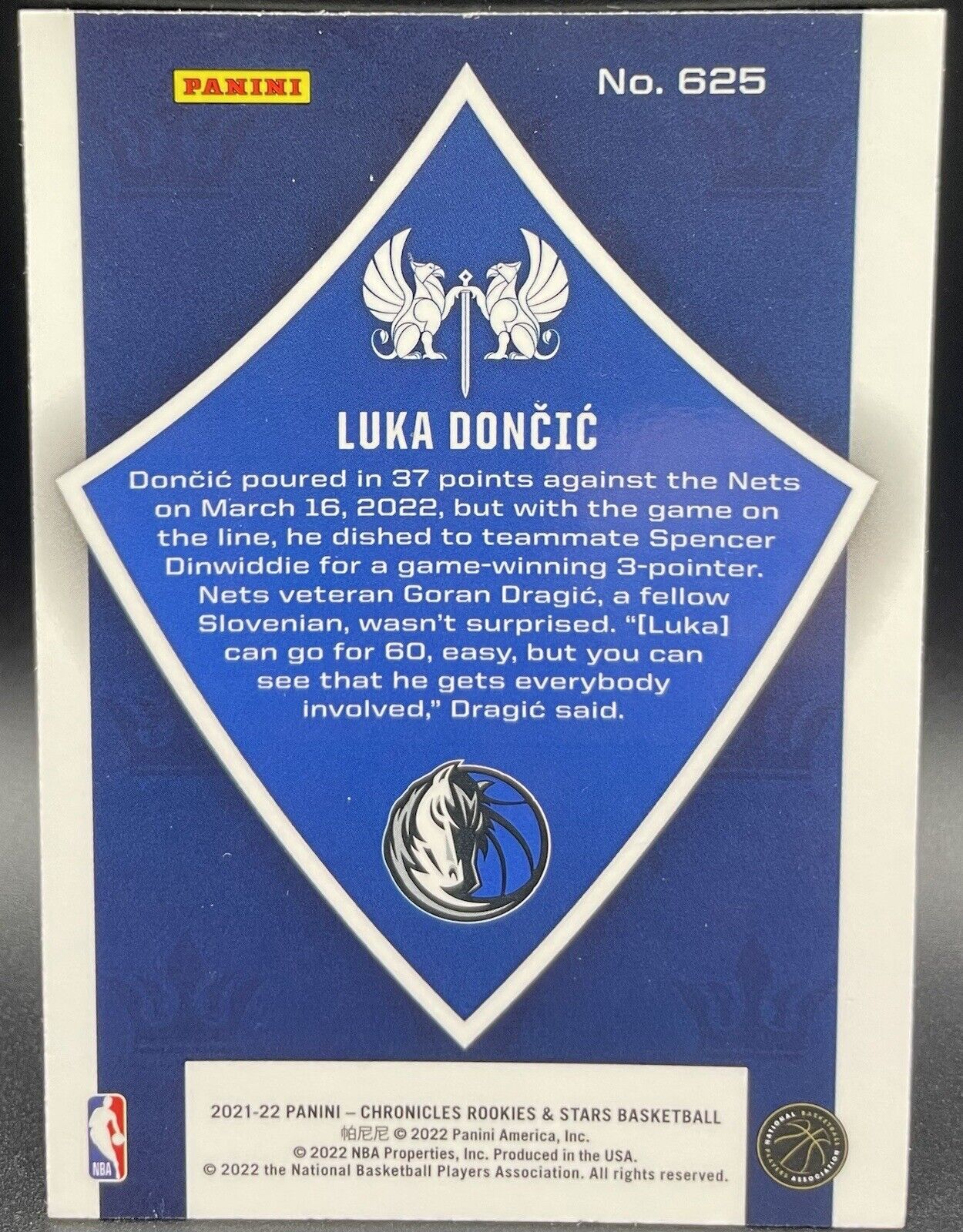 2021 Panini Chronicles Luka Doncic #625 Dallas Mavericks Crusade rookie stars