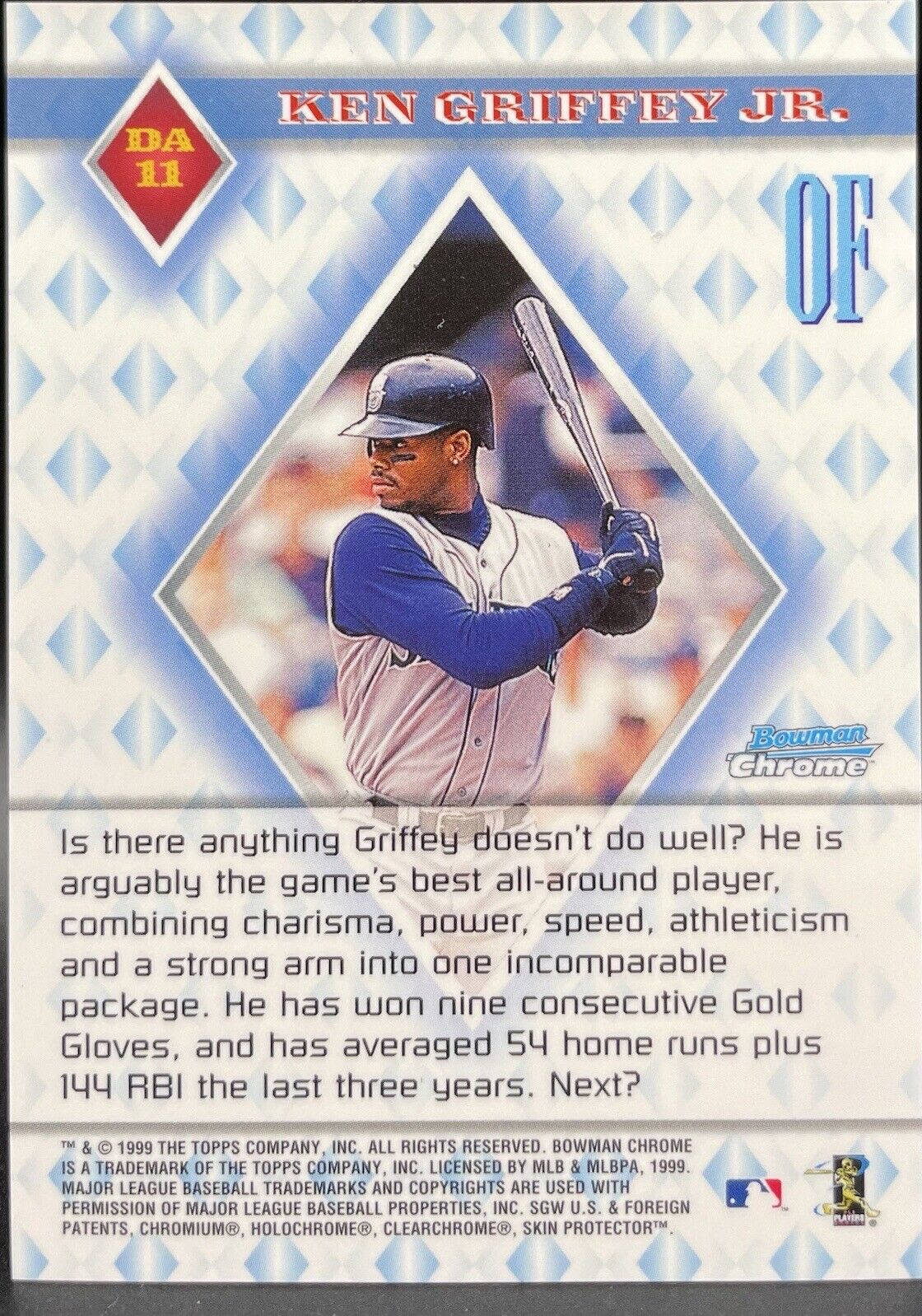 1999 Topps #DA-11 Ken Griffey Jr bowman chrome Diamond aces Seattle Mariners