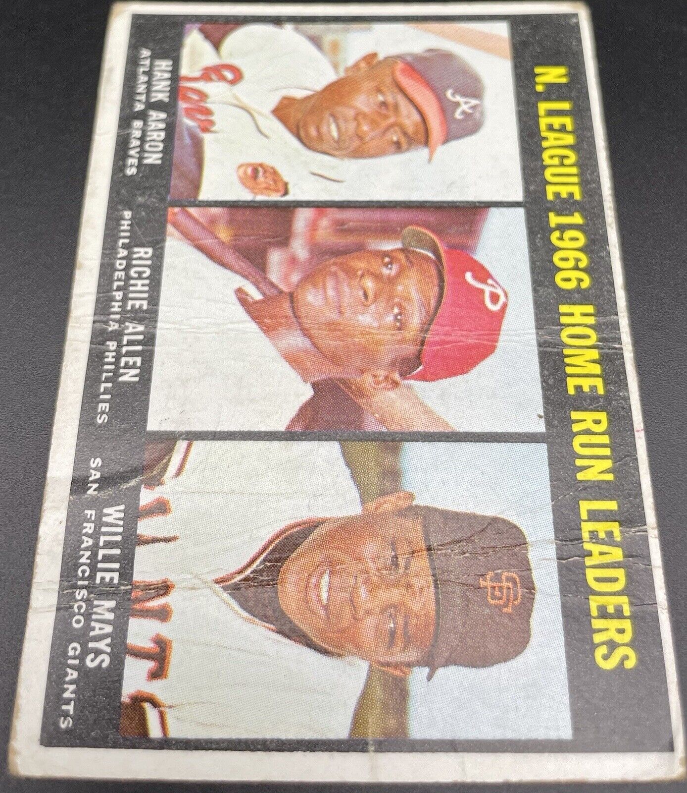 Hank Aaron, Richie Allen, Willie Mays 1966 Topp #244 Home Run Leaders History