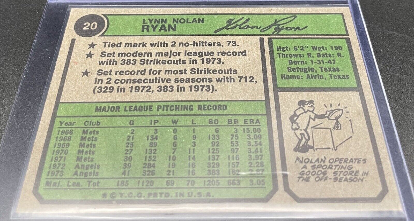 1974 Topps - #20 Nolan Ryan