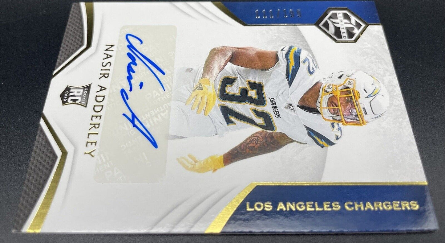 Nasir Adderley 2019 Panini Limited #207 Autograph, 111/199, RC LA Chargers￼