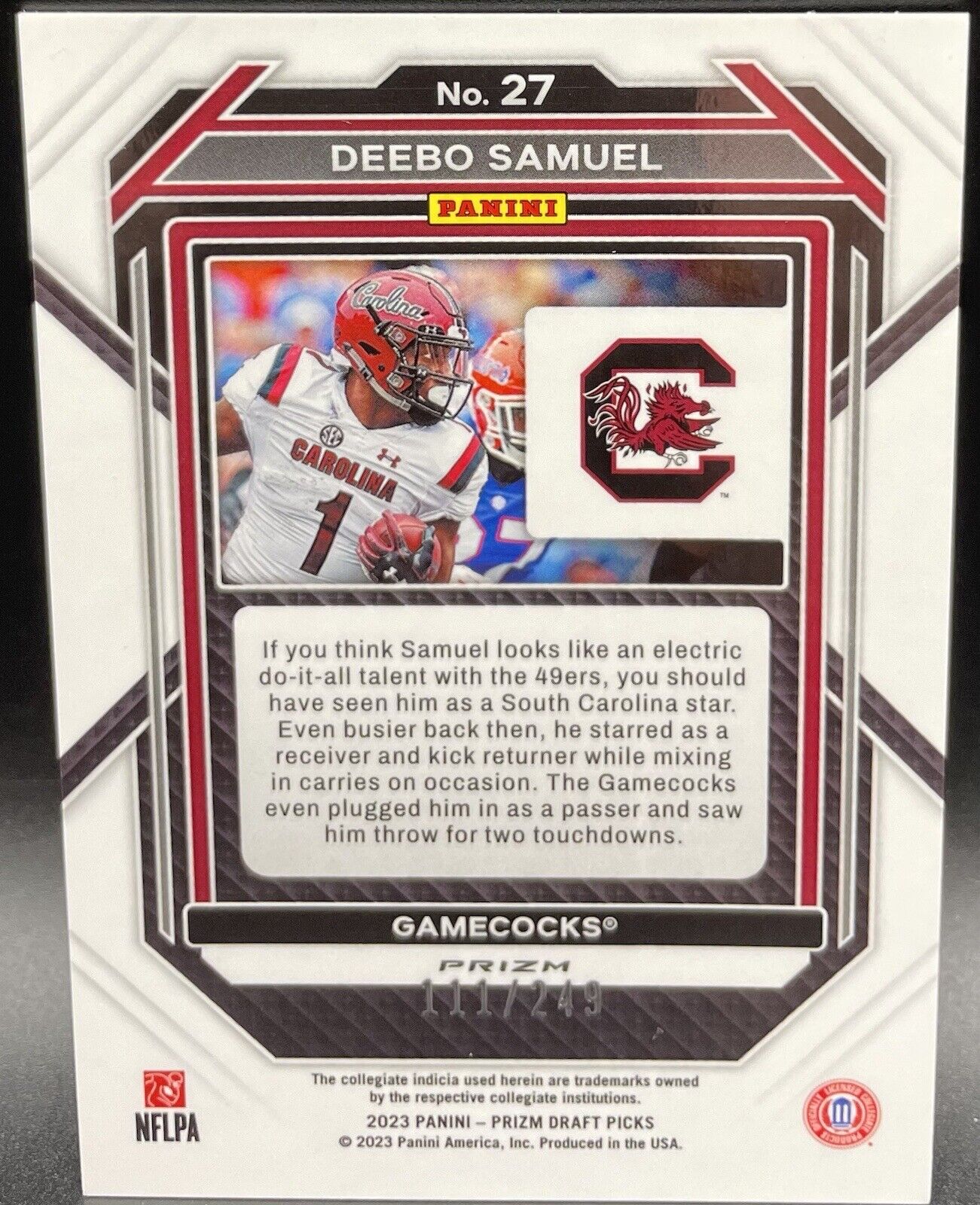 2023 Panini Prizm Draft Picks - Blue Wave Prizm #27 Deebo Samuel /249