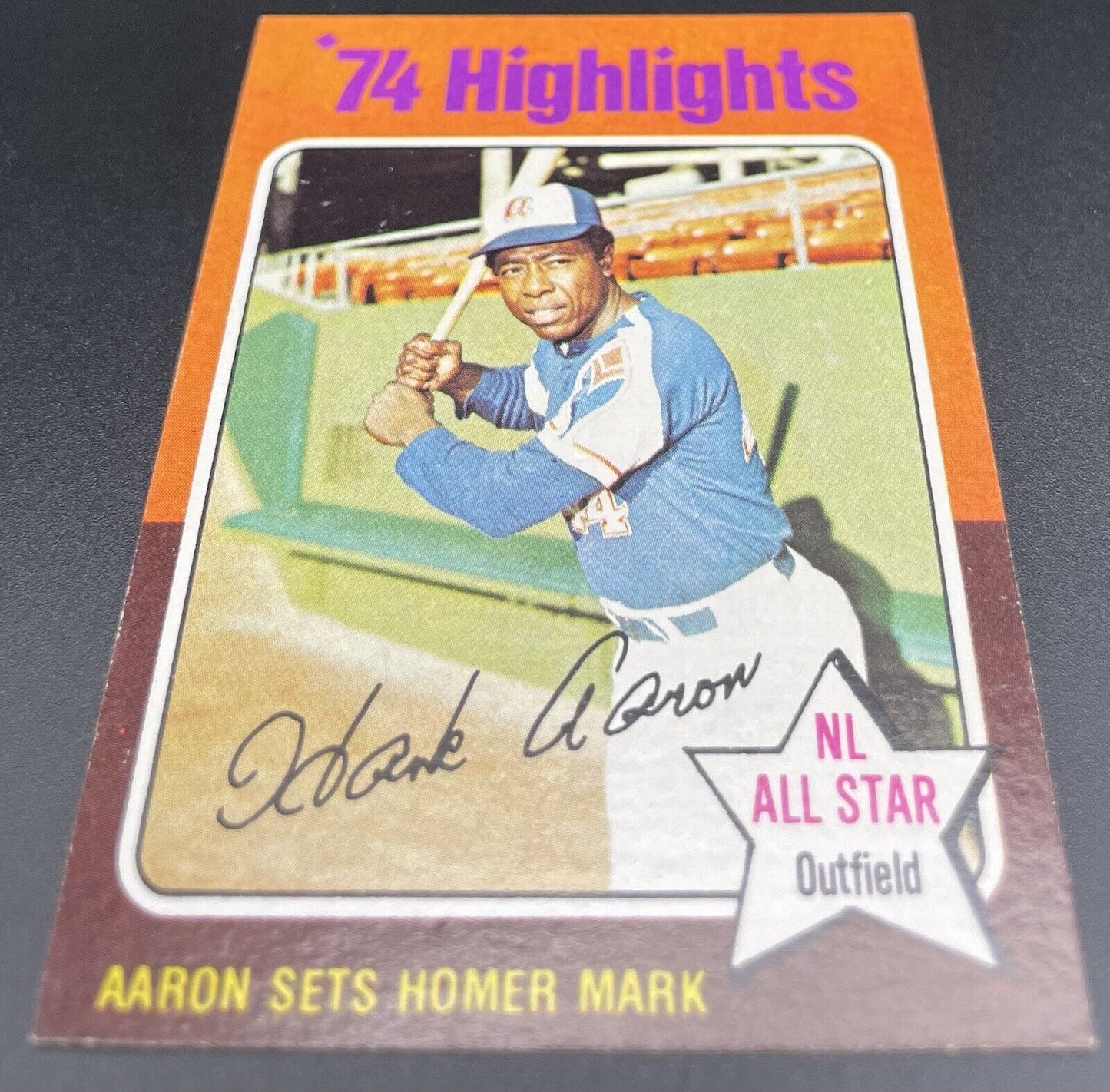 Hank Aaron 1975 Topps #1 1974 Highlights Aaron Says Home Run Marc HOF 