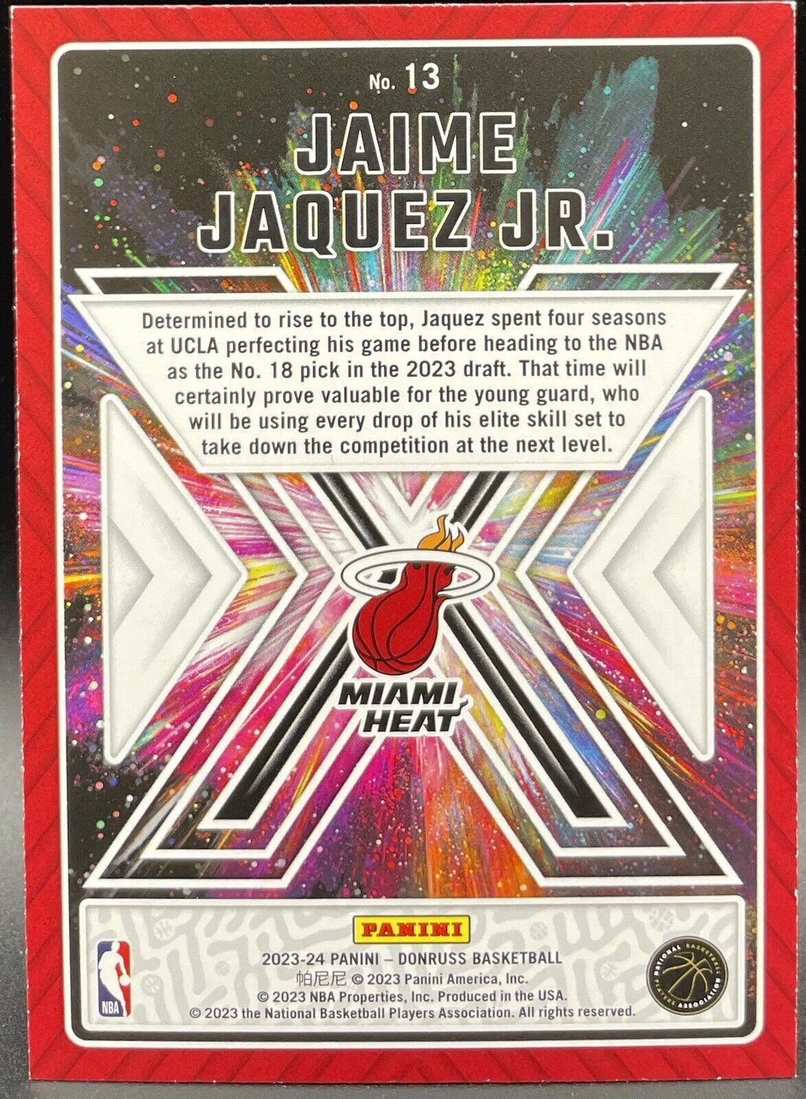 2023-24 Panini Donruss Jaime Jaquez Jr- Great X-Pectations #13 Heat (RC) 🔥🏀