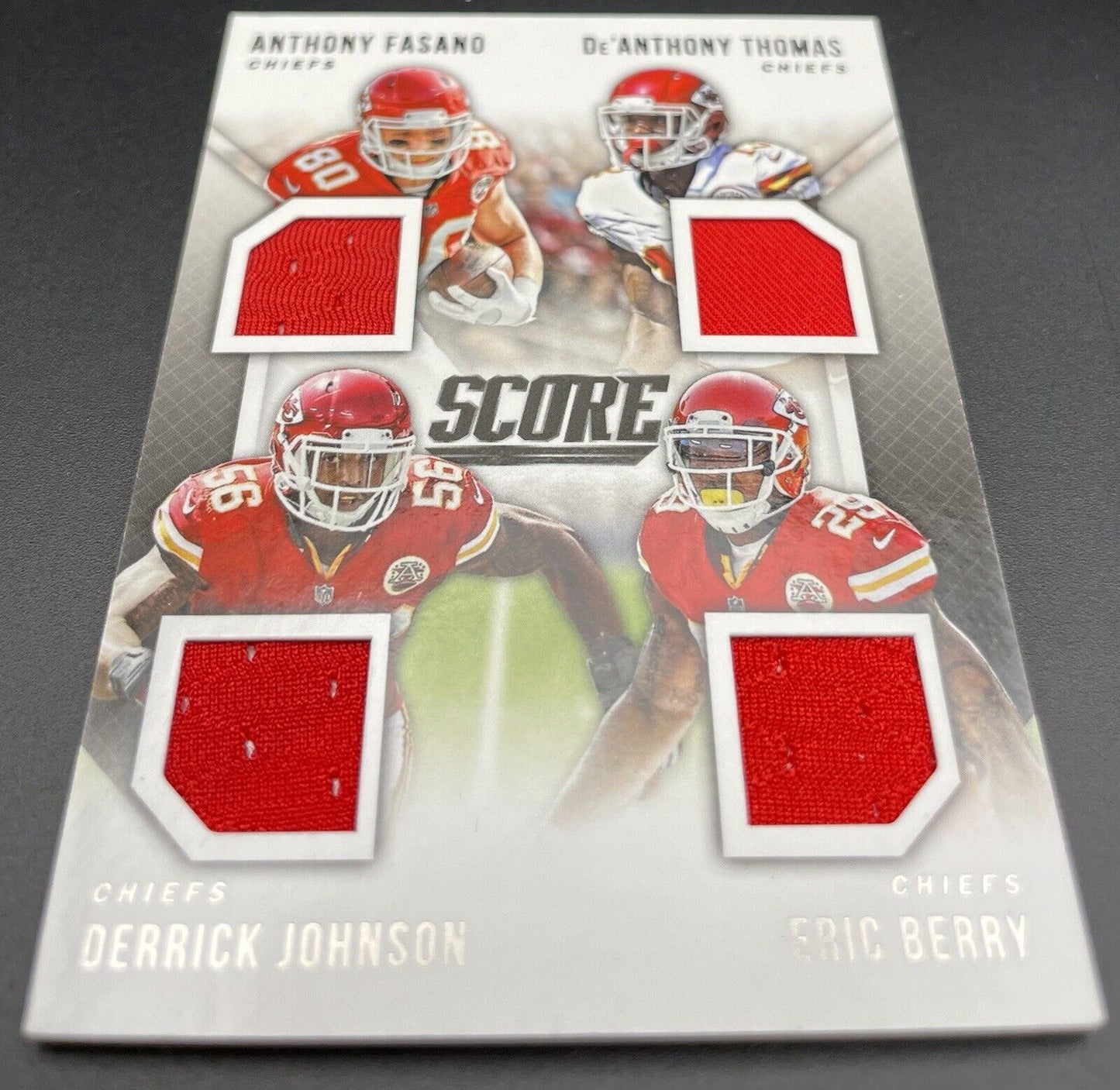 Anthony Fasano, De’Anthony Thomas 2015 Panini Score #QJ-KC Quad Patch Kansas...