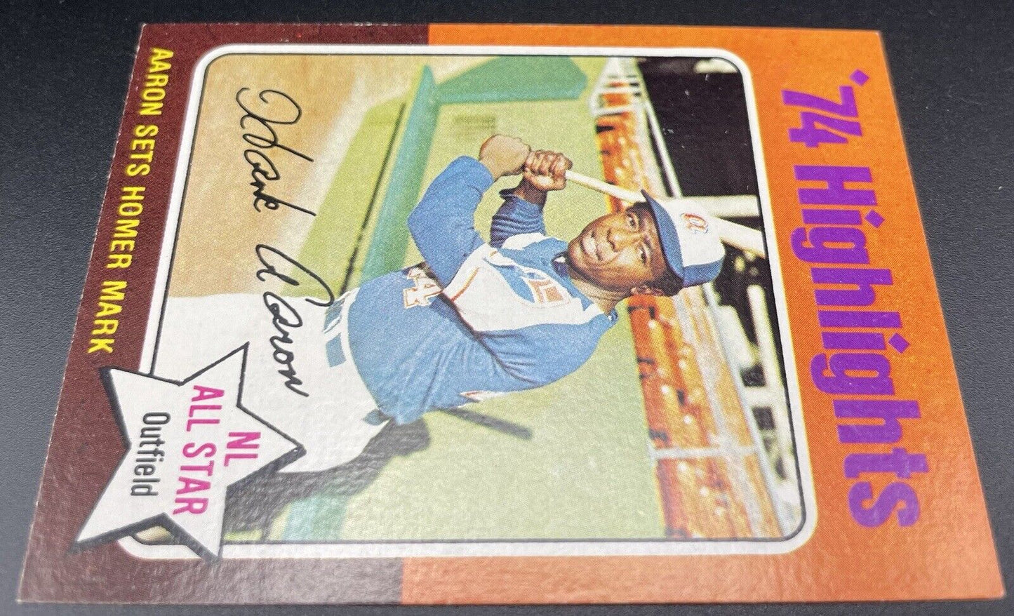 Hank Aaron 1975 Topps #1 1974 Highlights Aaron Says Home Run Marc HOF 