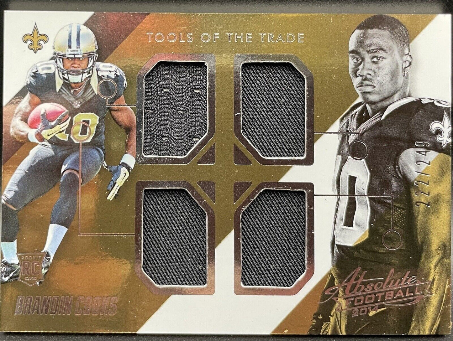 Brandin Cooks 2014 Panini Absolute #Q-BC RC, 222/249, Quad Patch Saints 