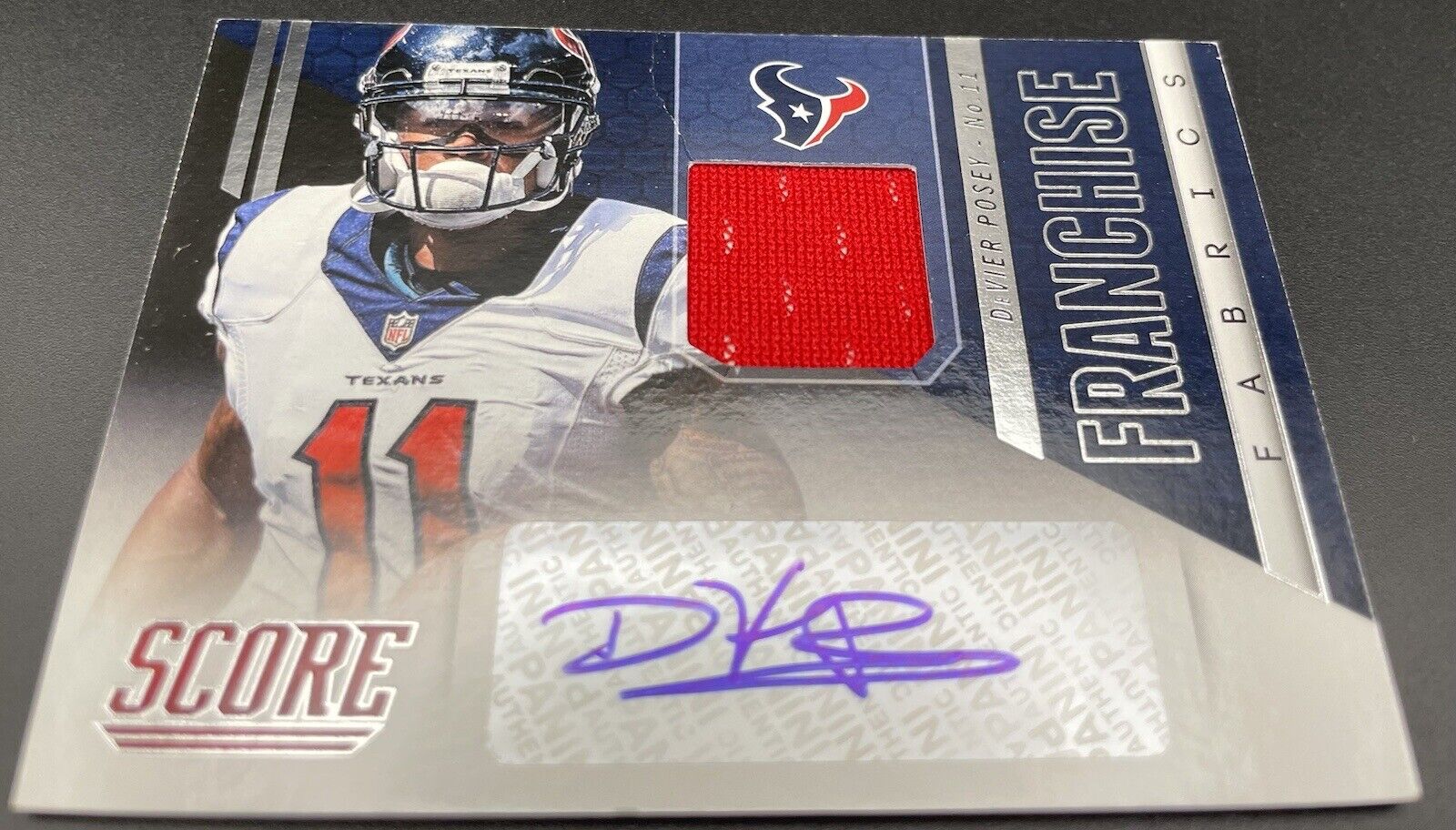 2014 Score DeVier Posey #FF-DP Patch Auto Franchise Fabrics Houston Texans 