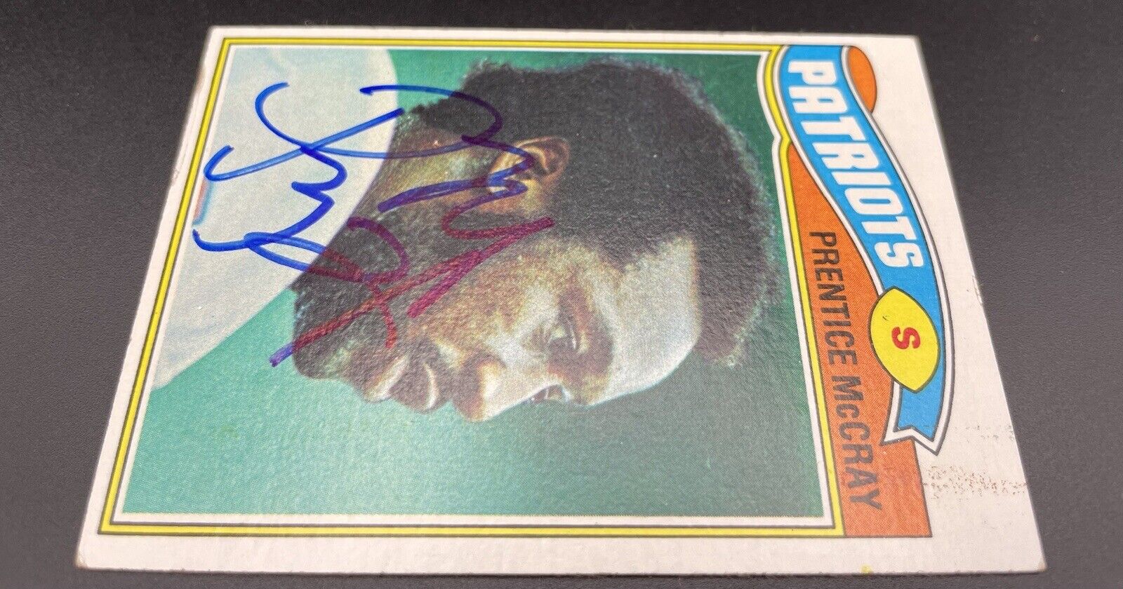 Prentice McCray 1977 Topps #272 Blue Ink Autograph New England Patriots