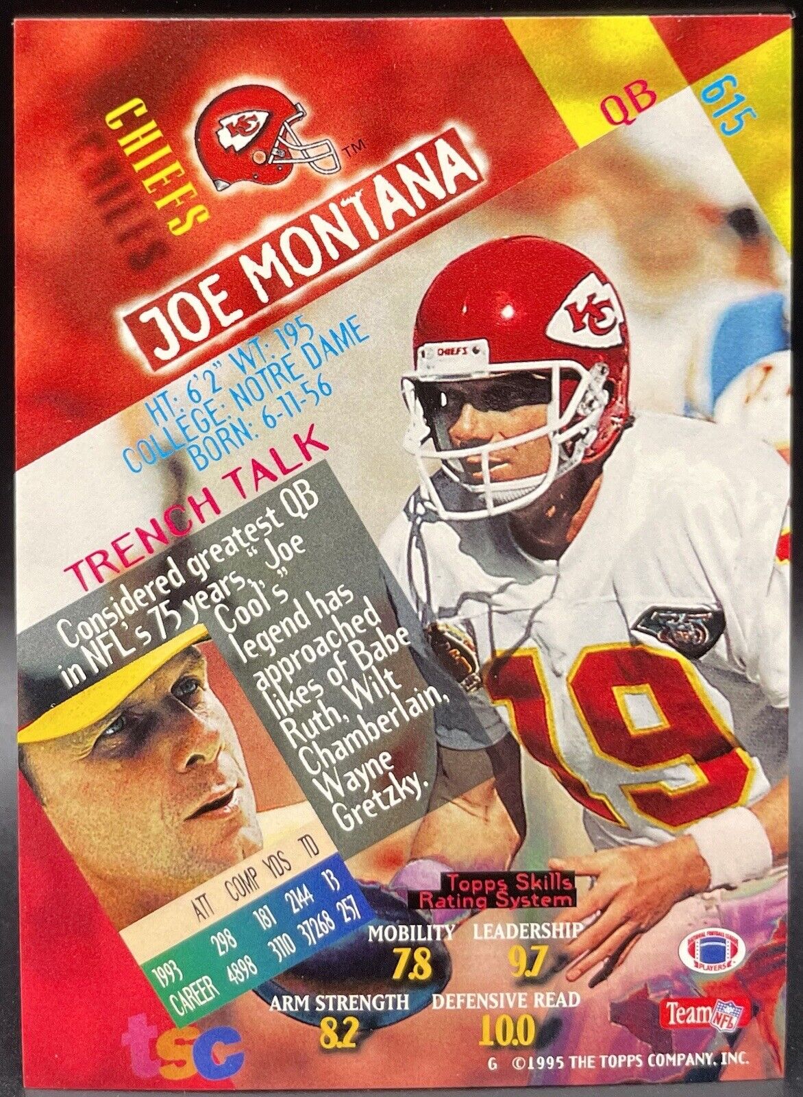 Joe Montana 1988-1995 NFL Football Cards  San Francisco 49ers