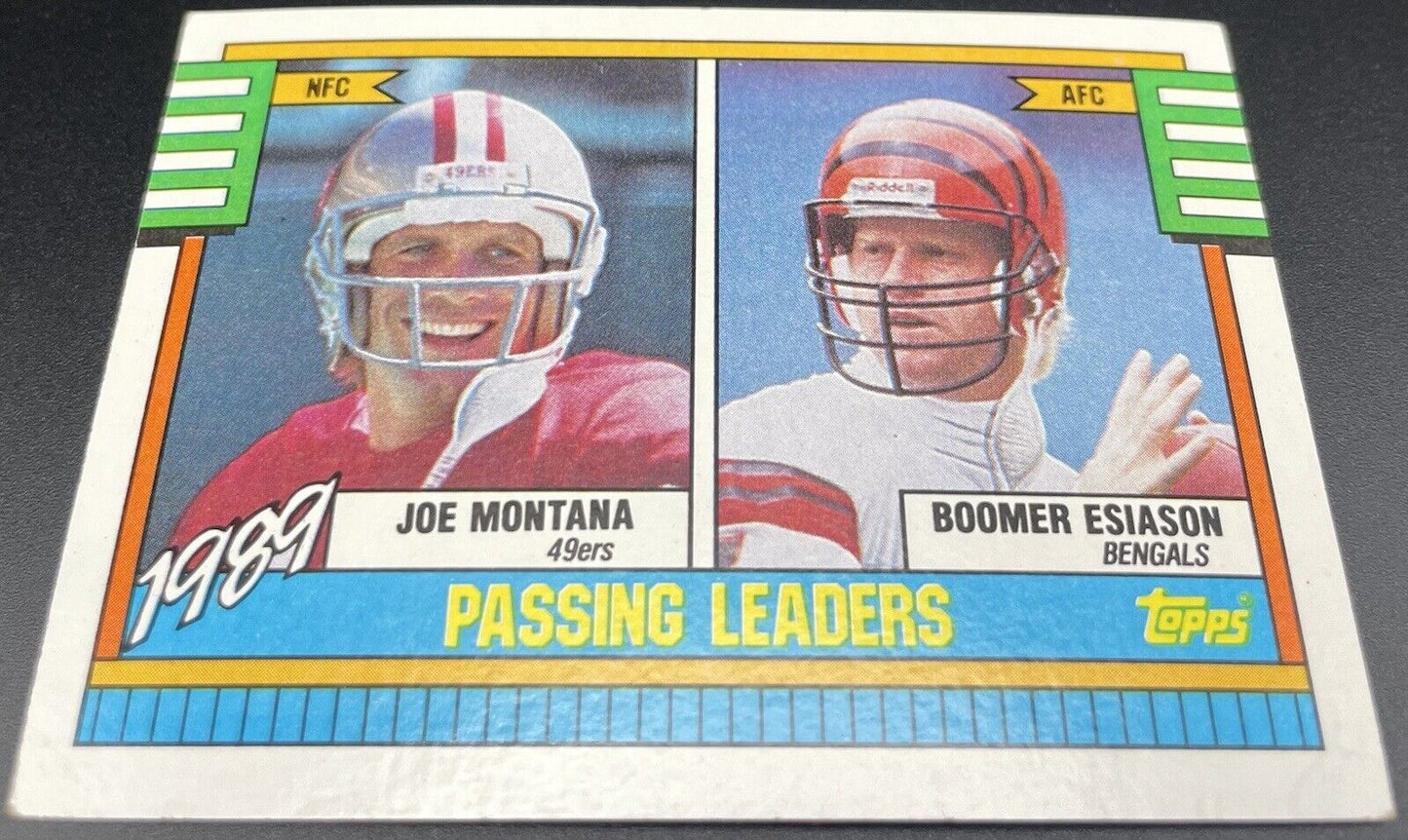 Joe Montana / Boomer Esiason 1990 Topps Passing Leaders #229 49ers / Bengals 