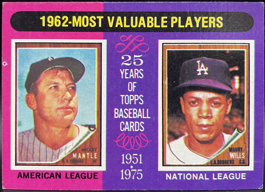 1975 Topps - Most Valuable Players #200 Mickey Mantle, Maury Wills