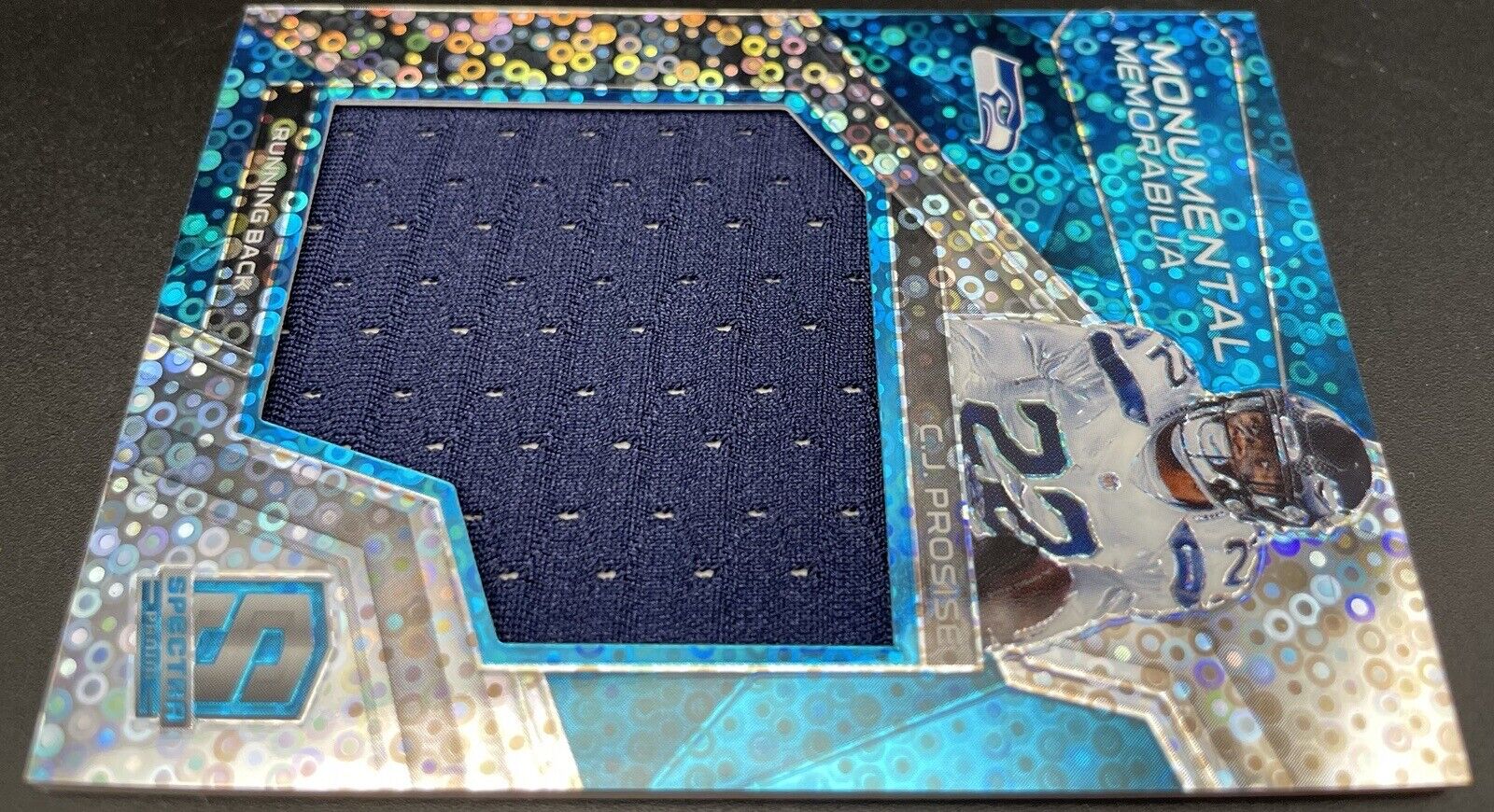 C.J. Promise 2017 Panini Spectra #32  Lg Patch,  14/99 Seattle Seahawks Teal