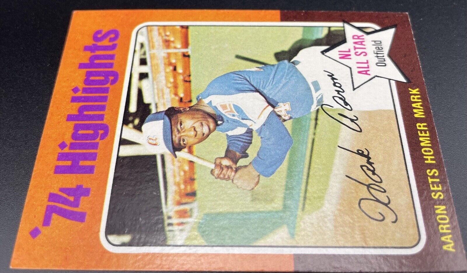 Hank Aaron 1975 Topps #1 1974 Highlights Aaron Says Home Run Marc HOF 