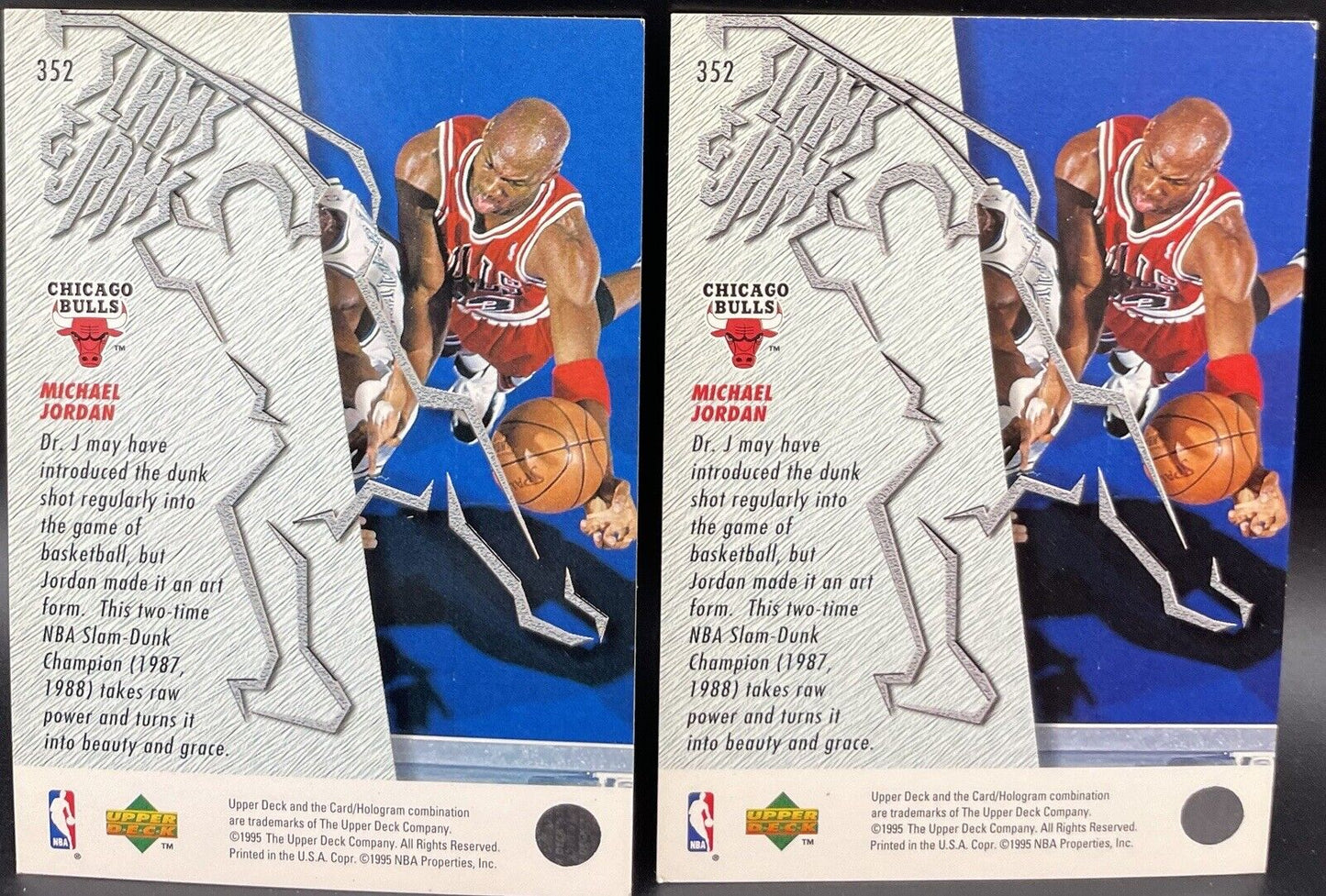 1995-96 Upper Deck - Slams & Jams Gold Electric Court #352 Michael Jordan 2 Card