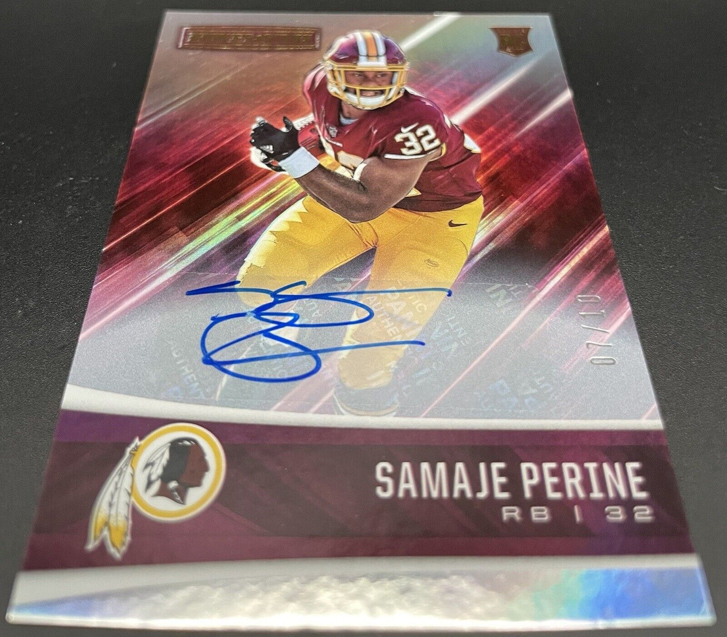 Samaje Perine 2017 Panini Rookies In Stars #227 RC, Auto, /10 Washington Redskin