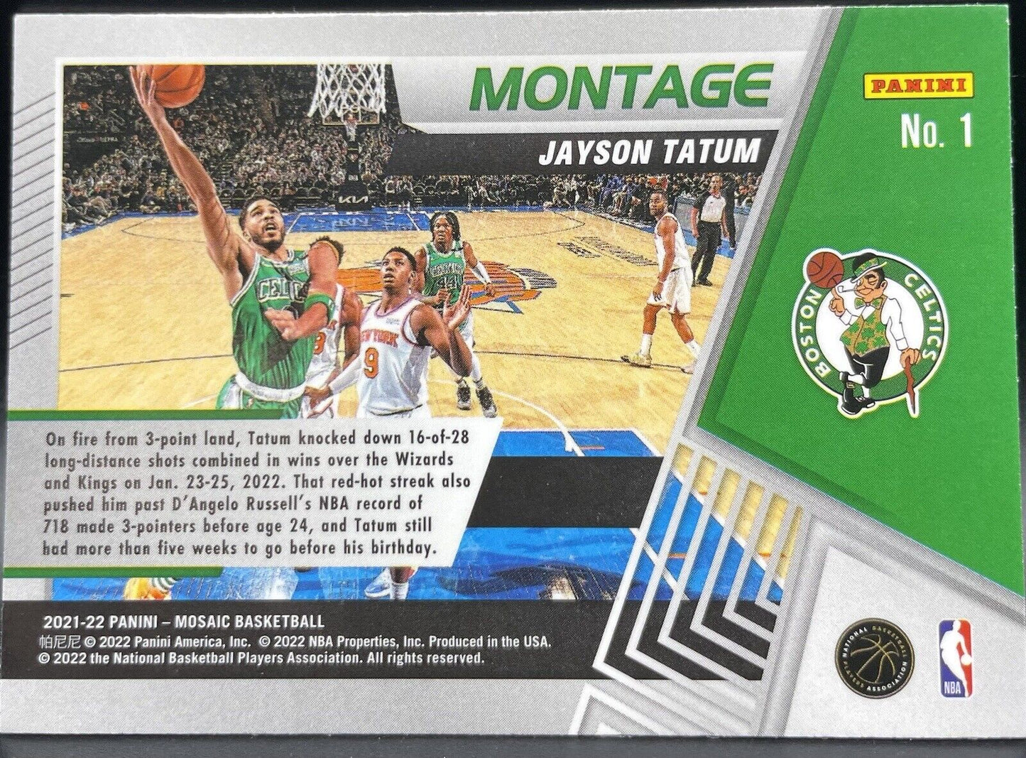 2021-22 Panini Mosaic Jayson Tatum Montage #1 Boston Celtics