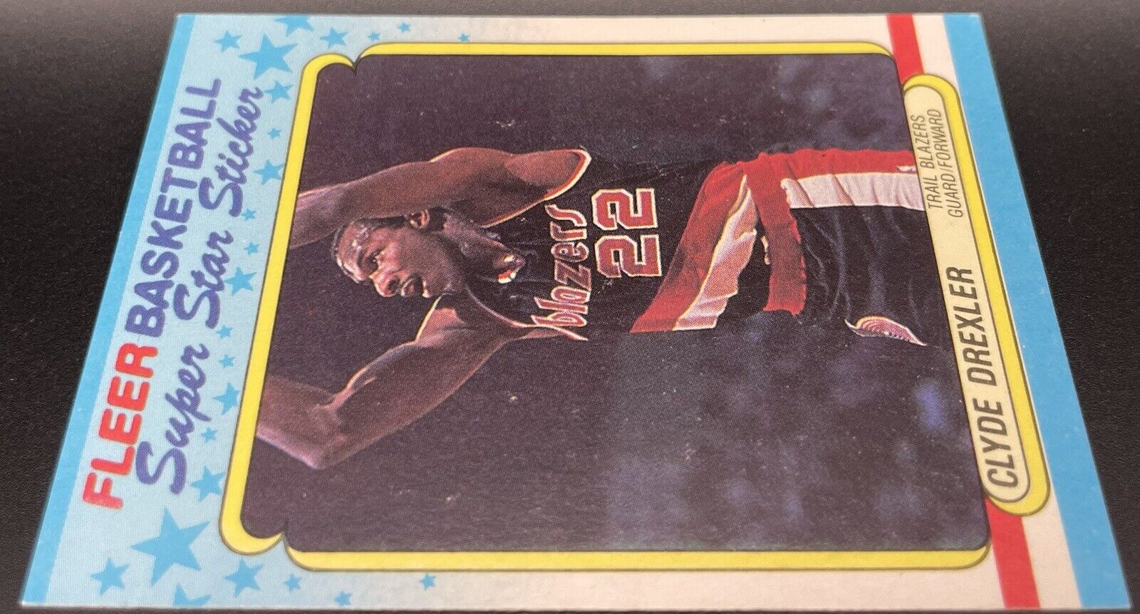 1988 Fleer Super Star Sticker Clyde Drexler #3 Portland TrailBlazers~ NBA HOF