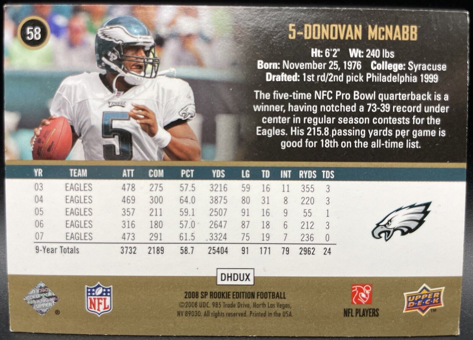 2008 SP Rookie Edition - #58 Donovan McNabb