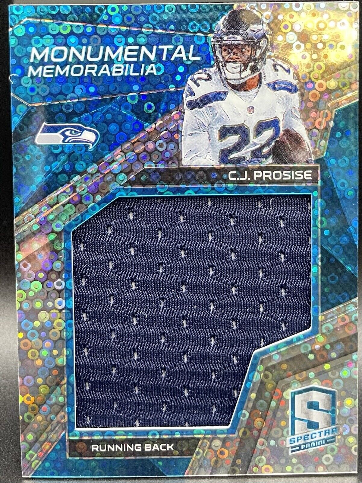 C.J. Promise 2017 Panini Spectra #32  Lg Patch,  14/99 Seattle Seahawks Teal