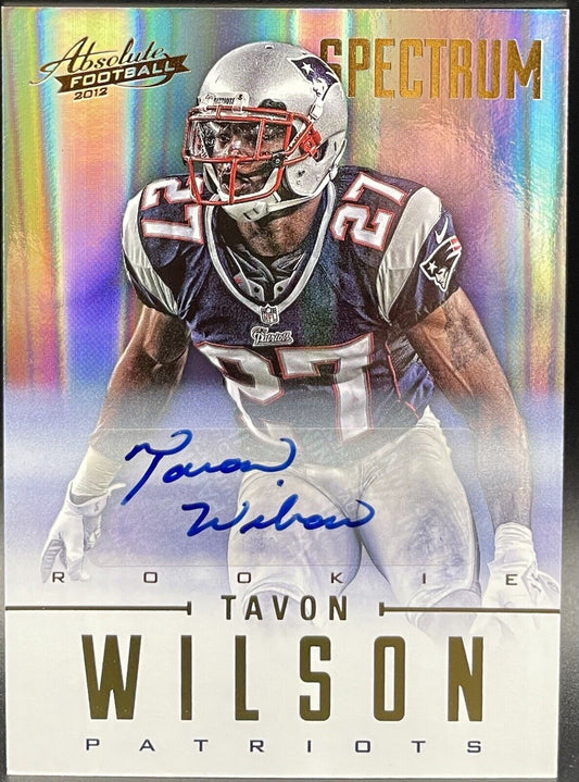 Tavon Wilson 2012 Absolute Spectrum Rookie Card Auto 028/299 NE Patriots RC #186