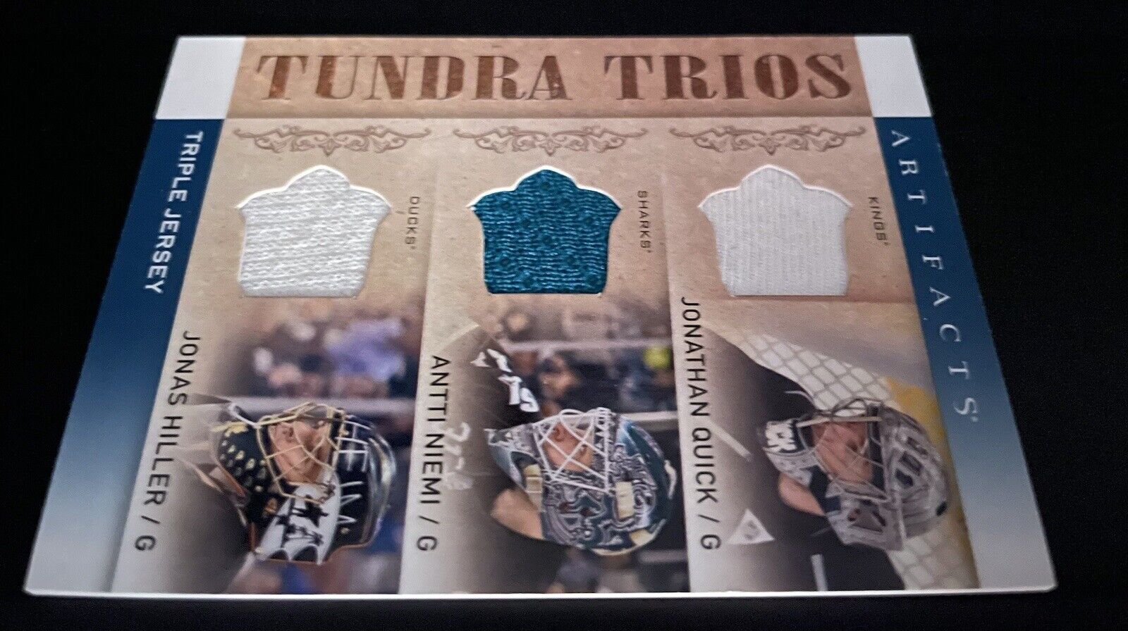 Jonathan Quick, Anti Niemi, Jonas Hiller  2014 Upper Deck Artifacts Triple Patch