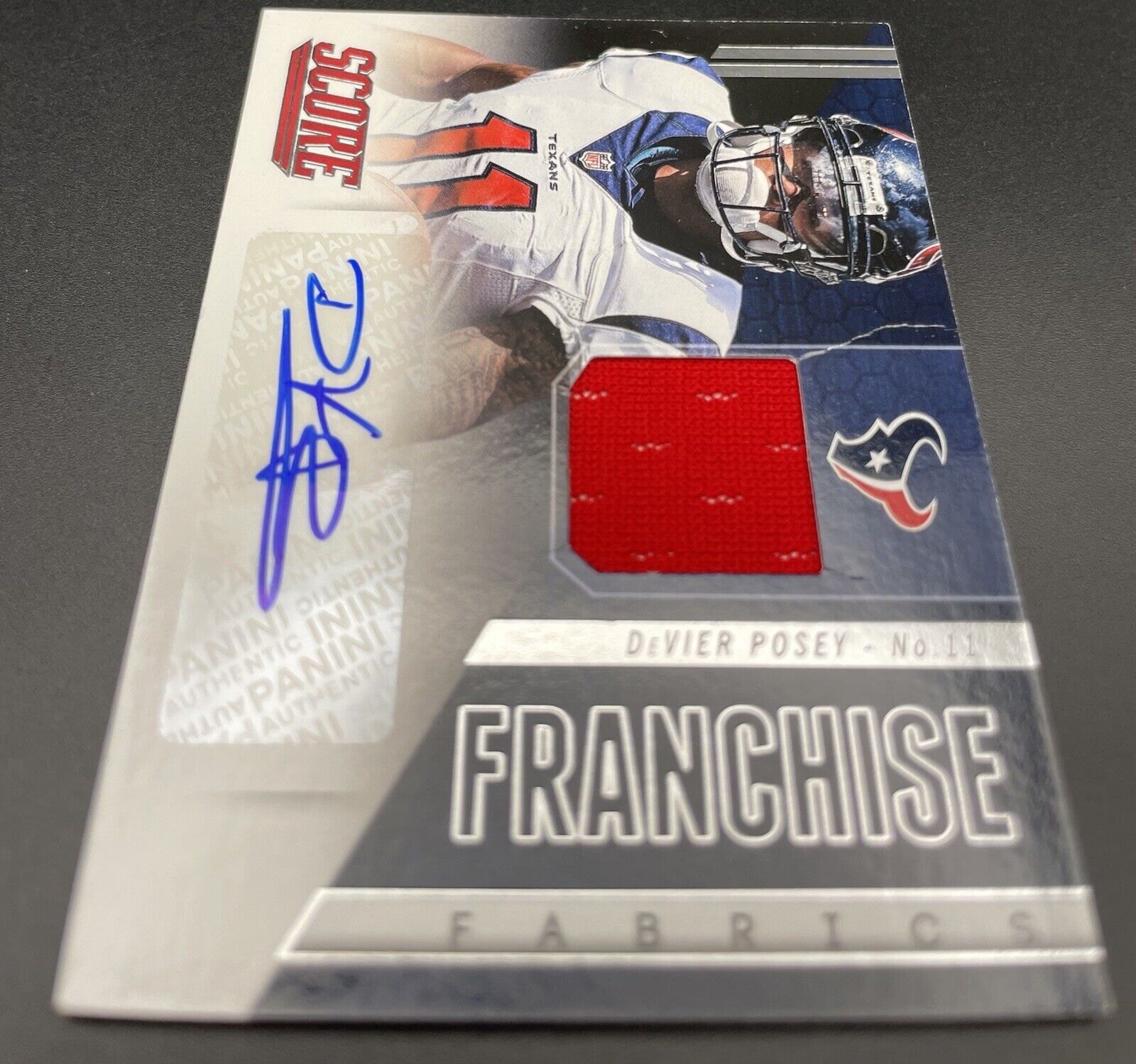 2014 Score DeVier Posey #FF-DP Patch Auto Franchise Fabrics Houston Texans 