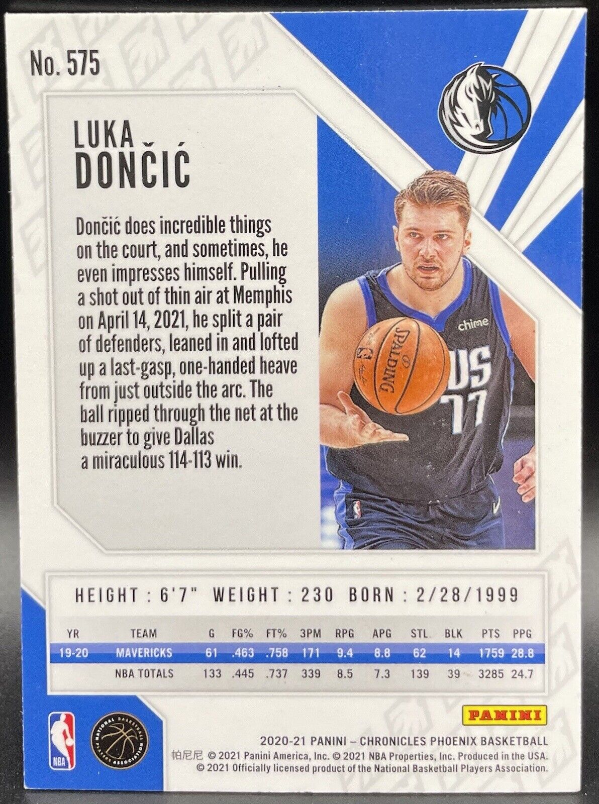 2020-21 Panini Chronicles - Phoenix #575 Luka Dončić