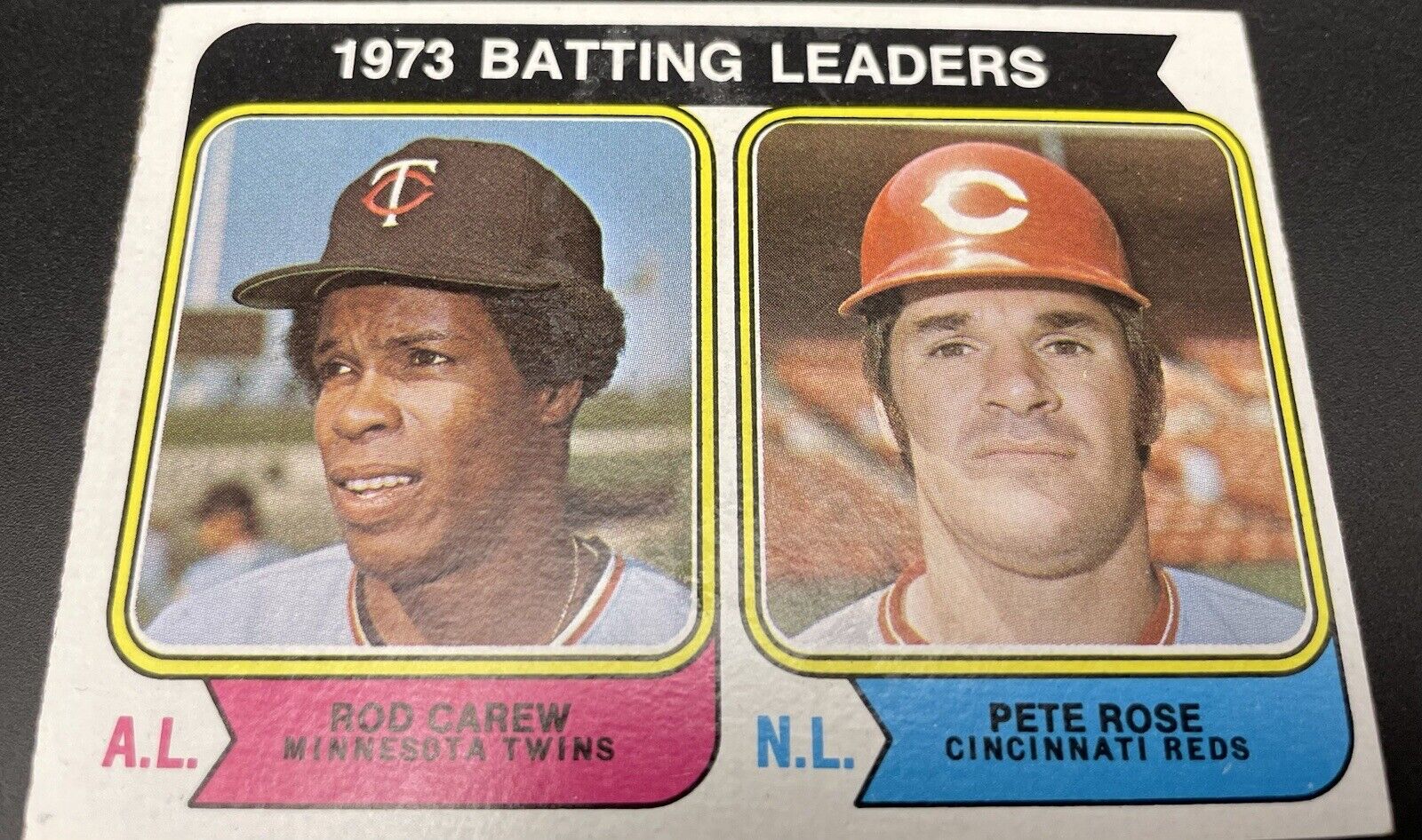 Rod Carew, Pete Rose 1974 Topps #201 Batting Leaders HOF Twins/Reds 