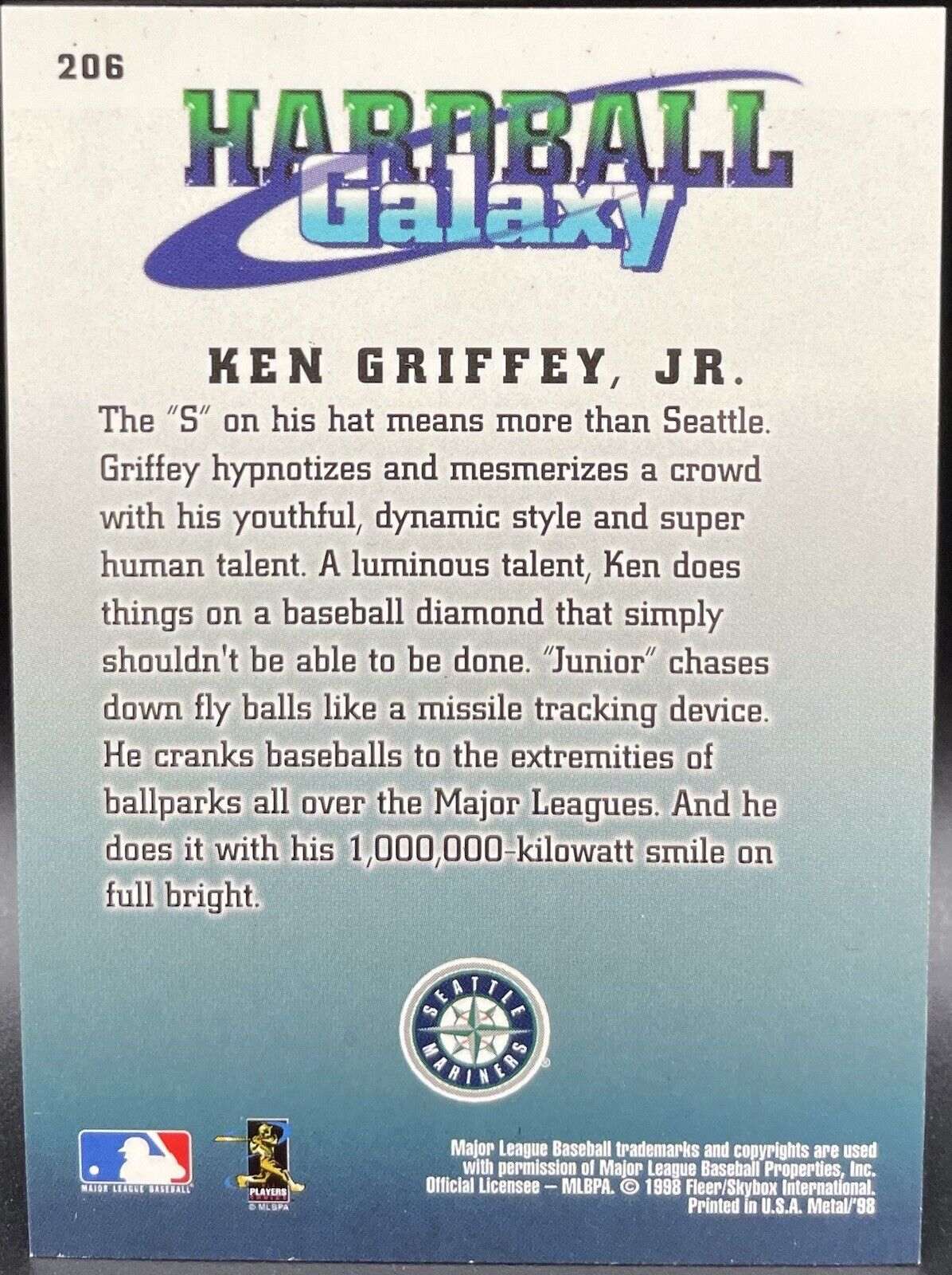 1998 Fleer #206 Ken Griffey Jr. Metal Universe hardball galaxy Seattle Mariners