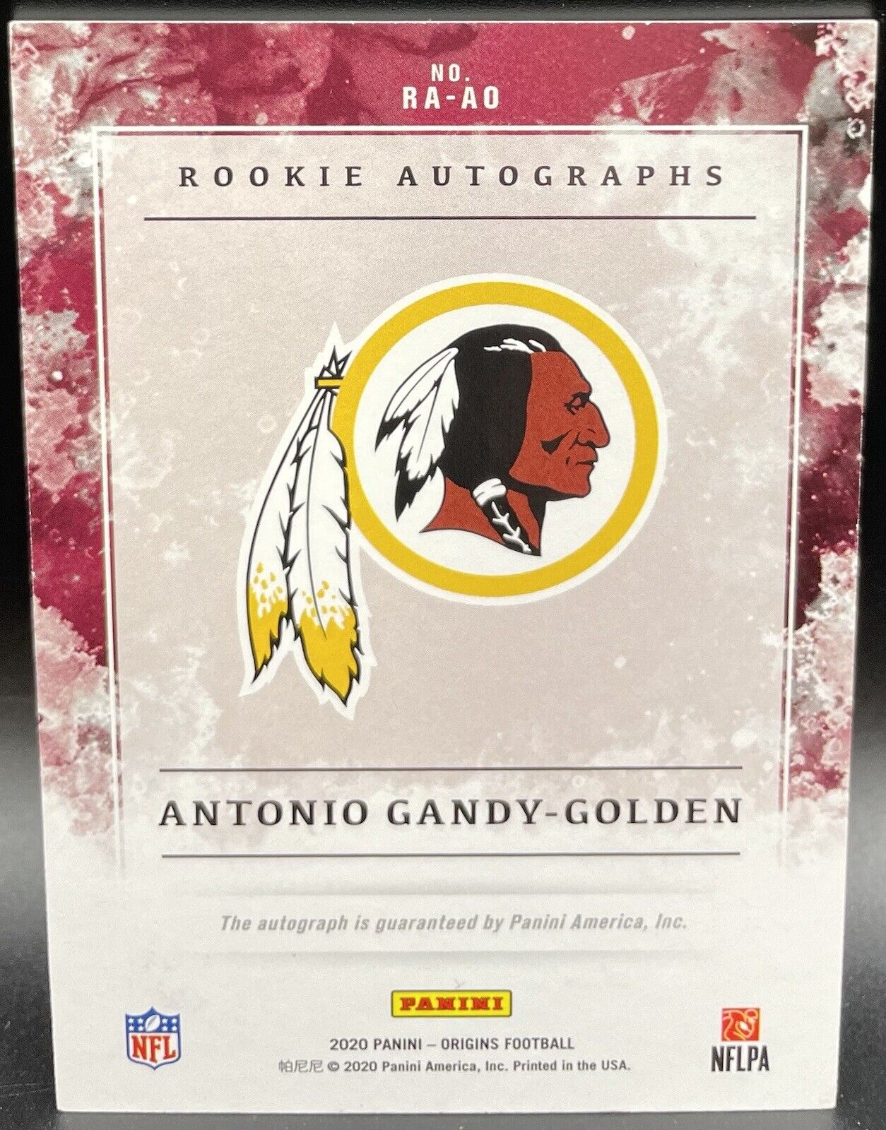 2020 Panini Origins Rookie Auto (RC) Antonio Gandy-Golden #RA-AO Commanders