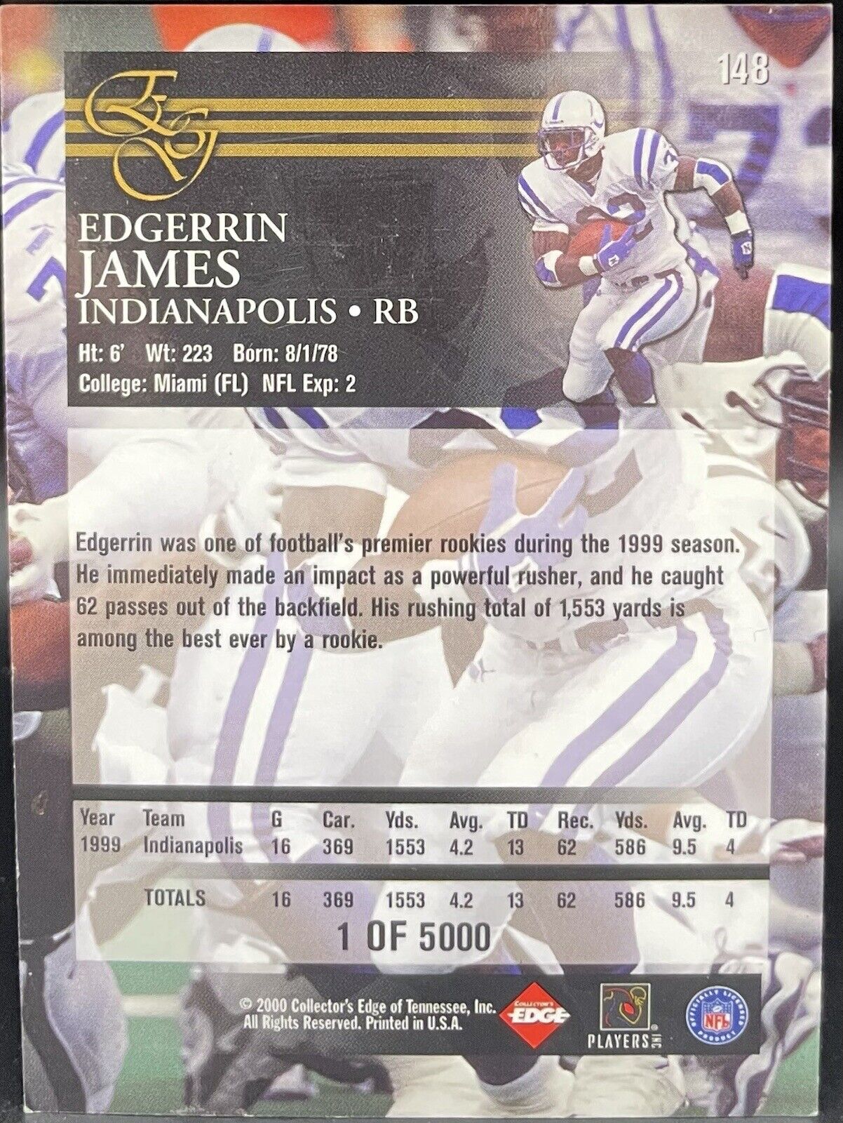 2000 Collector's Edge Graded - #148 Edgerrin James