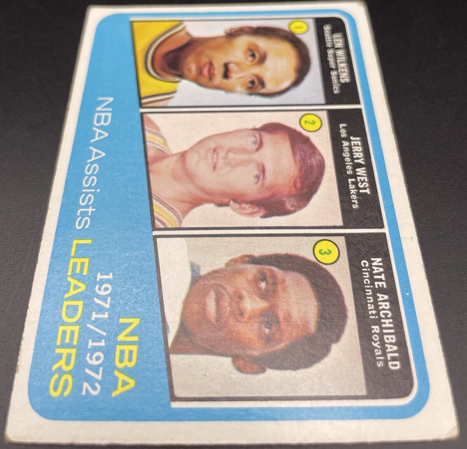 1972 Topps  #176 NBA Assists Leaders Lenny Wilkens Jerry West Nate Archibald B65