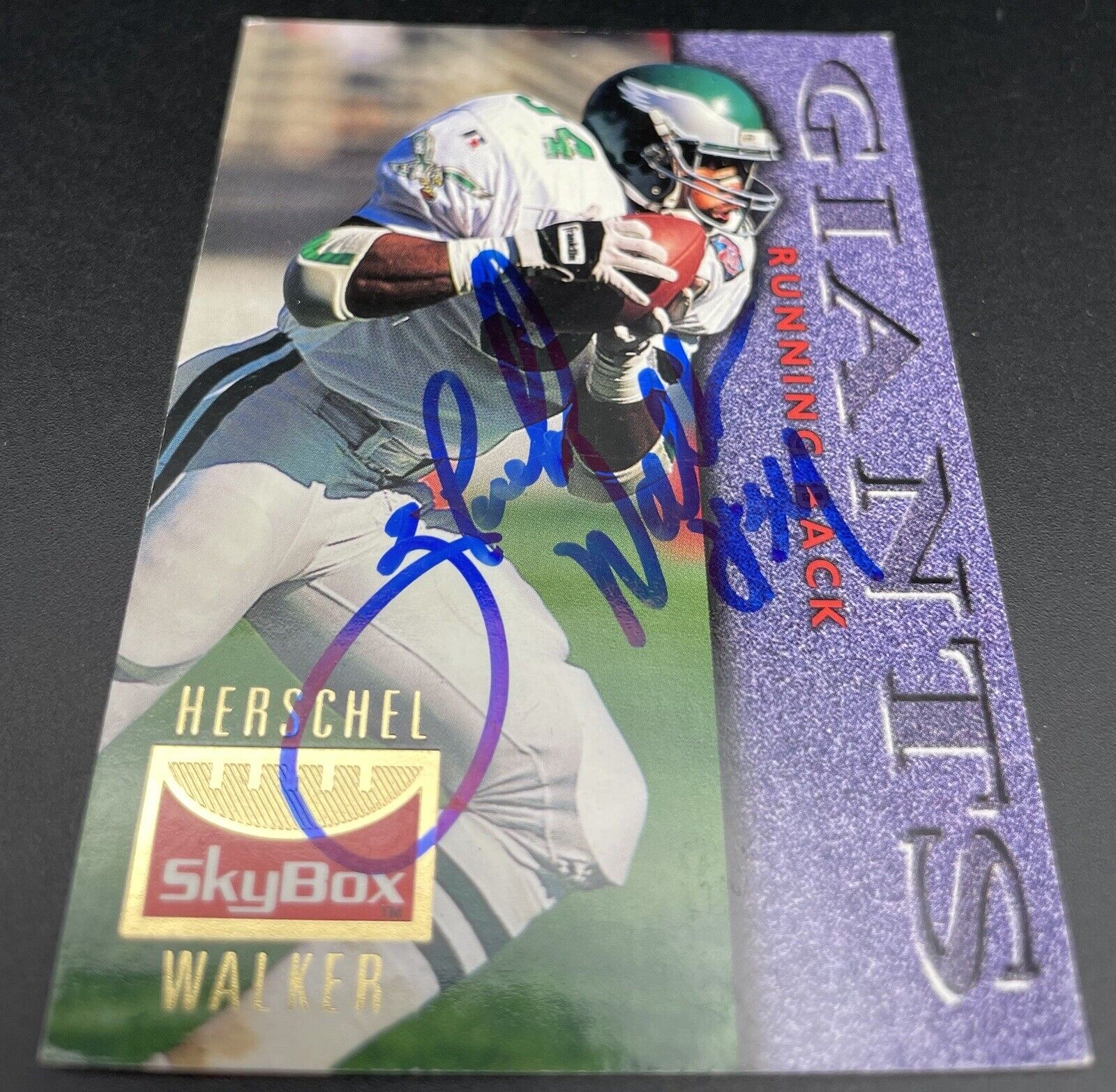 Herschel Walker autograph 1995 Skybox #91 Blue Ink Philadelphia Eagles