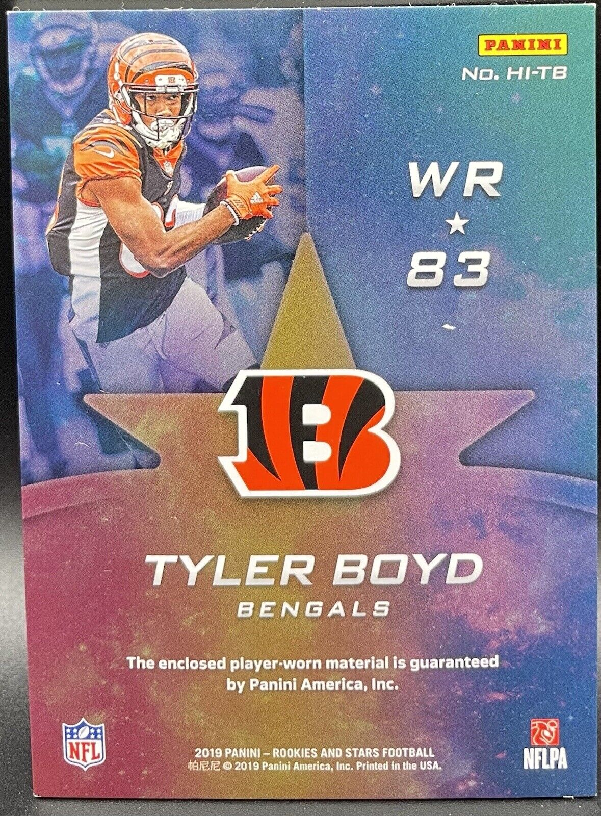 Tyler Boyd 2019 Panini Rookies #HI-TB Patch, 2/125 RC Cincinnati Bengals