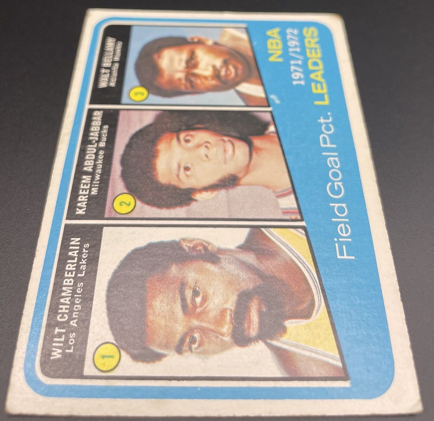 Wilt Chamberlain, Kareem Abdul-Jabbar, Walt Bellamy 1973 Topps #173 field...