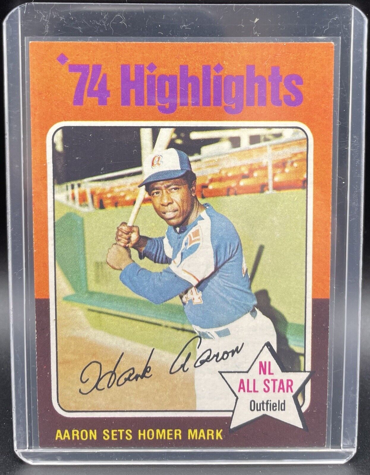 Hank Aaron 1975 Topps #1 1974 Highlights Aaron Says Home Run Marc HOF 