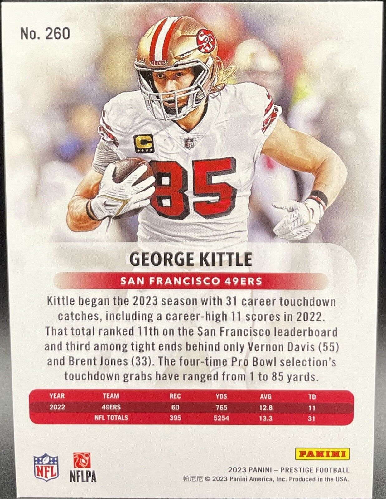 George Kittle 2023 Panini Prestige #260 extra point San Francisco 49ers