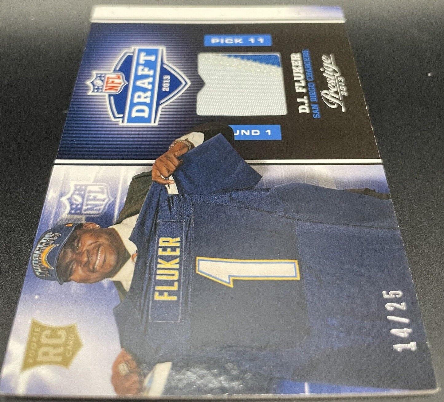 DJ Fluker 2013 Prestige Football Draft Day #11 RC Patch /25 San Diego Chargers