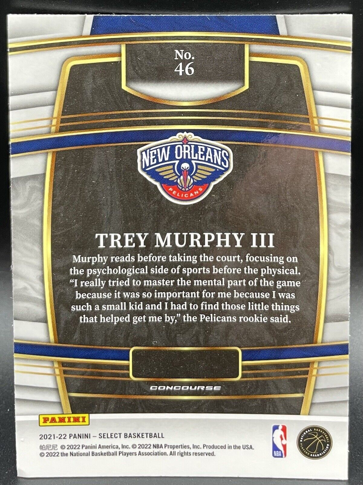 2021-22 Panini Select - Concourse Blue #46 Trey Murphy III, Trey Murphy III (RC)