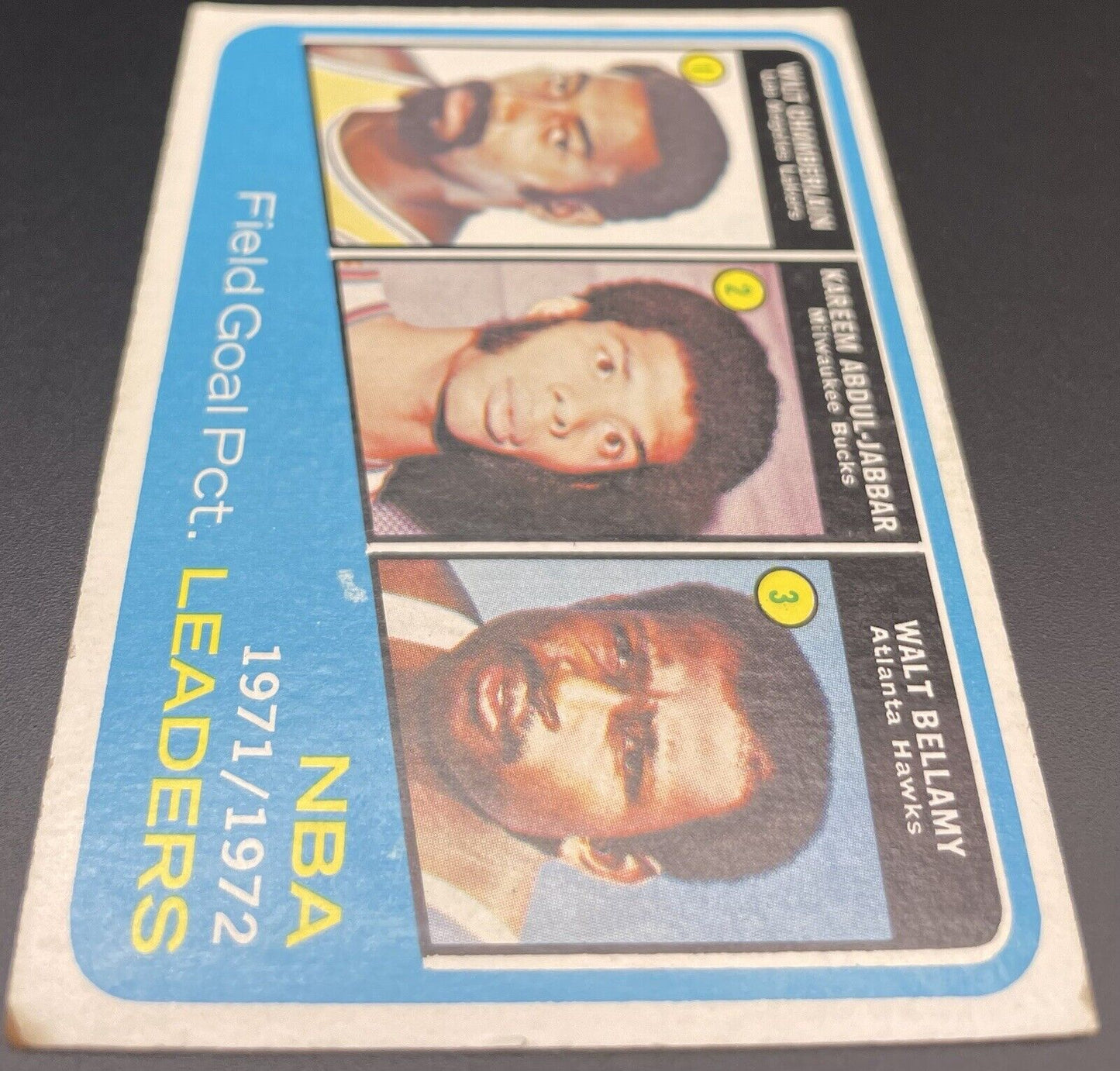 Wilt Chamberlain, Kareem Abdul-Jabbar, Walt Bellamy 1973 Topps #173 field...