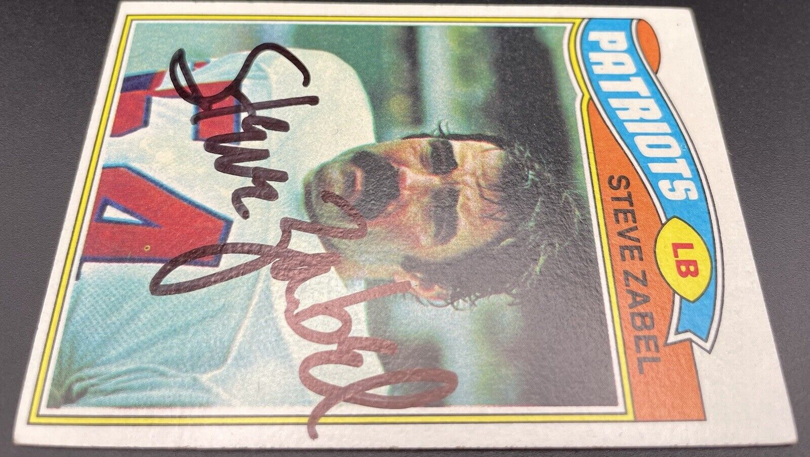 Steve Zabel 1977 Topps #443 Autograph New England Patriots 