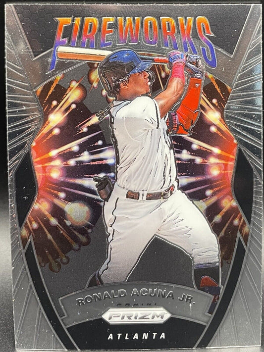 2020 Panini Prizm - Fireworks Silver Prizm #F-7 Ronald Acuña Jr.