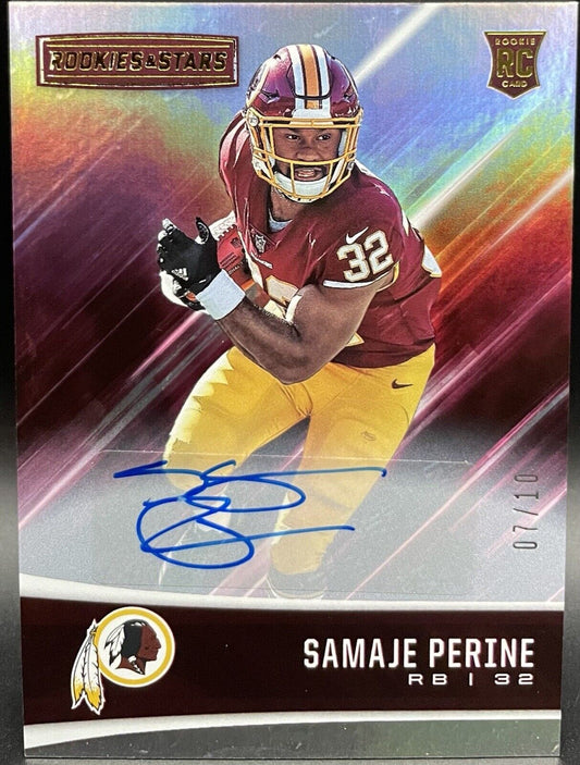 Samaje Perine 2017 Panini Rookies In Stars #227 RC, Auto, /10 Washington Redskin