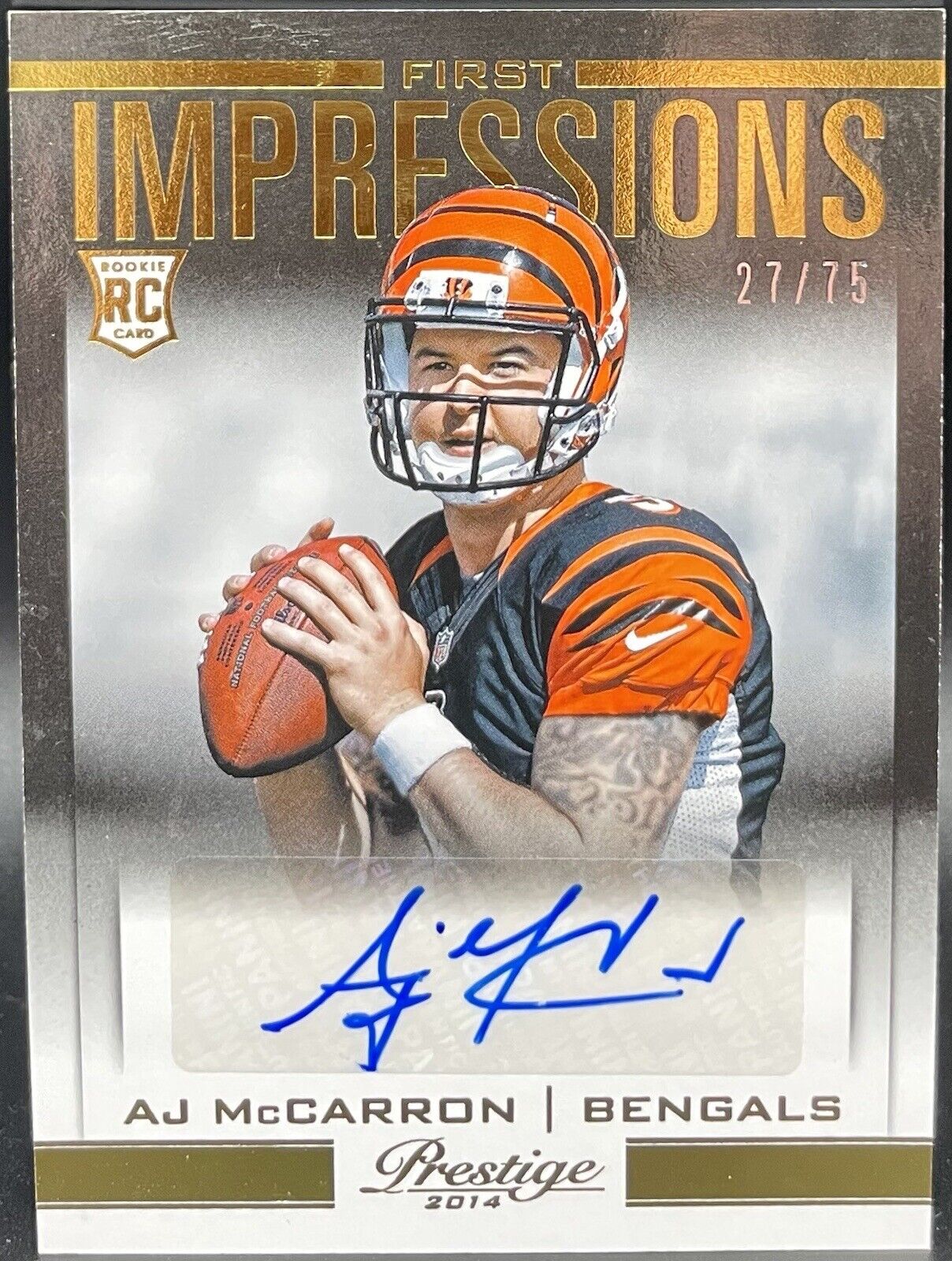 2014 Panini Prestige #FIAJ AJ McCarron First Impressions Autographs #/75 RC