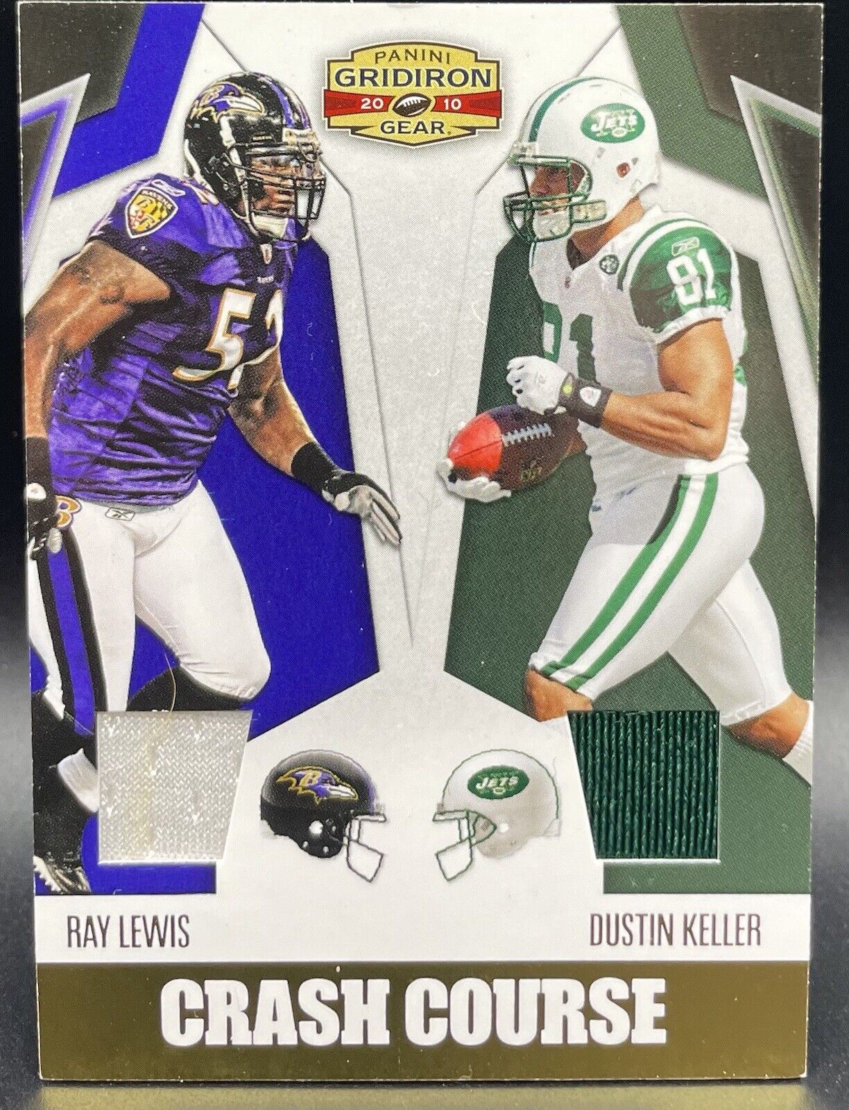 Ray Lewis & Dustin Keller 2010 Panini Gridiron Game Worn Jersey #1 Crash Course 