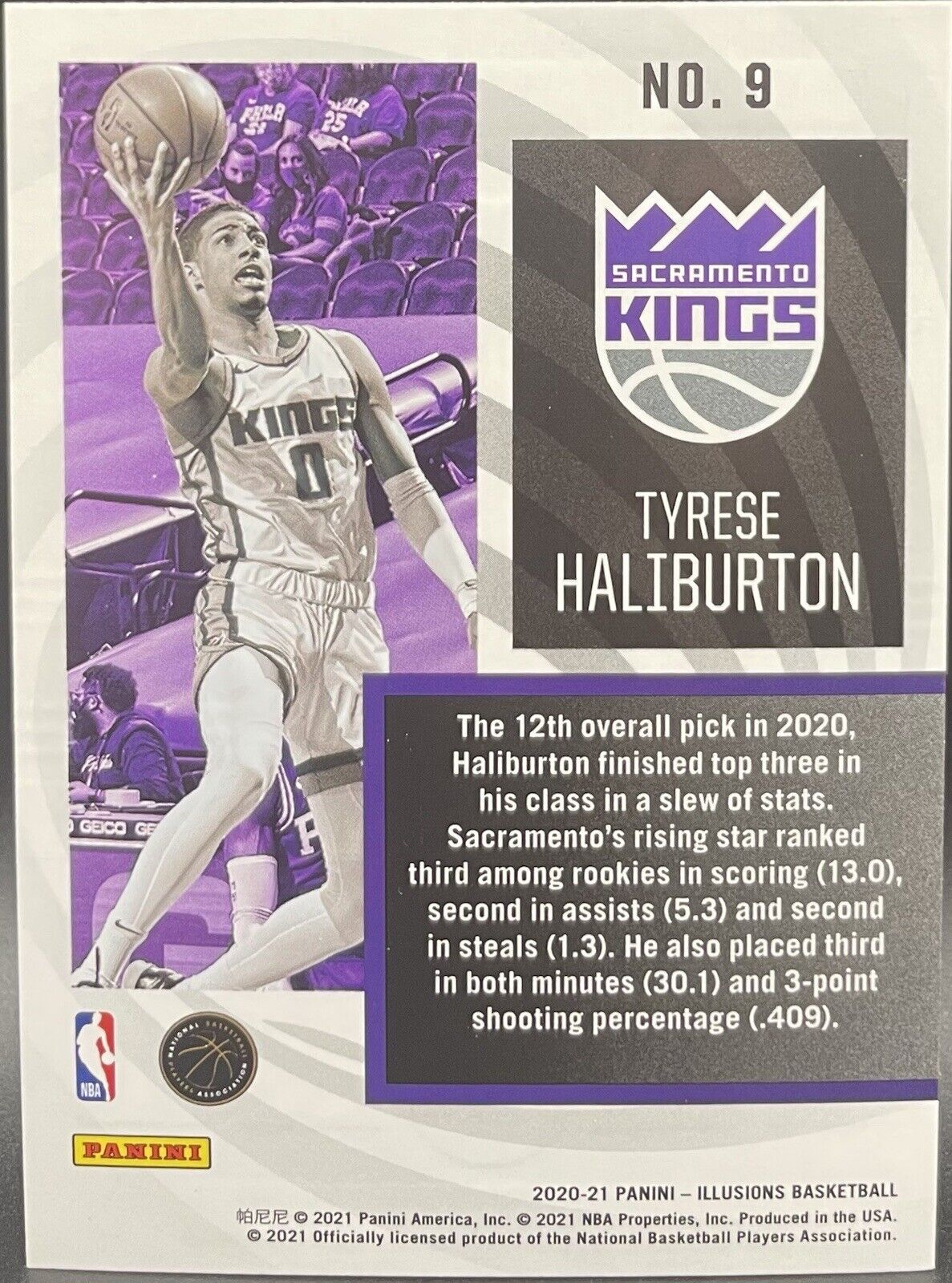 2020-21 Panini Illusions TYRESE HALIBURTON Instant Impact Rookie RC #9 Kings SP