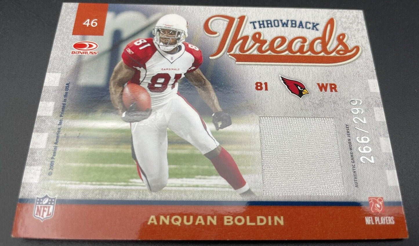 Anquan Bolden  2009 Panini #46 RC, Dual Patch /299 St. Louis Cardinals ￼￼